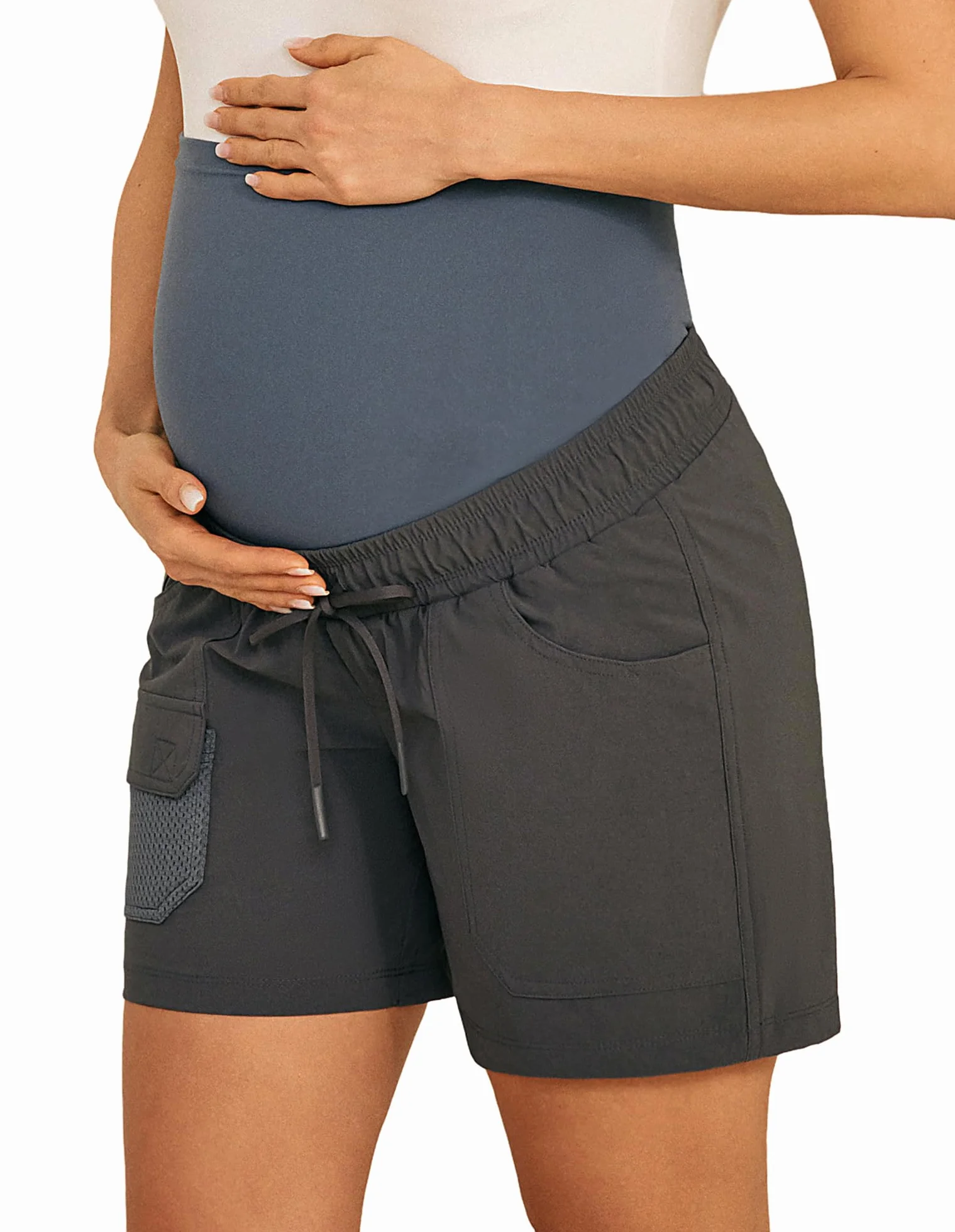 Maternité Short Confortable Taille élastique Jambe Large avec Poches