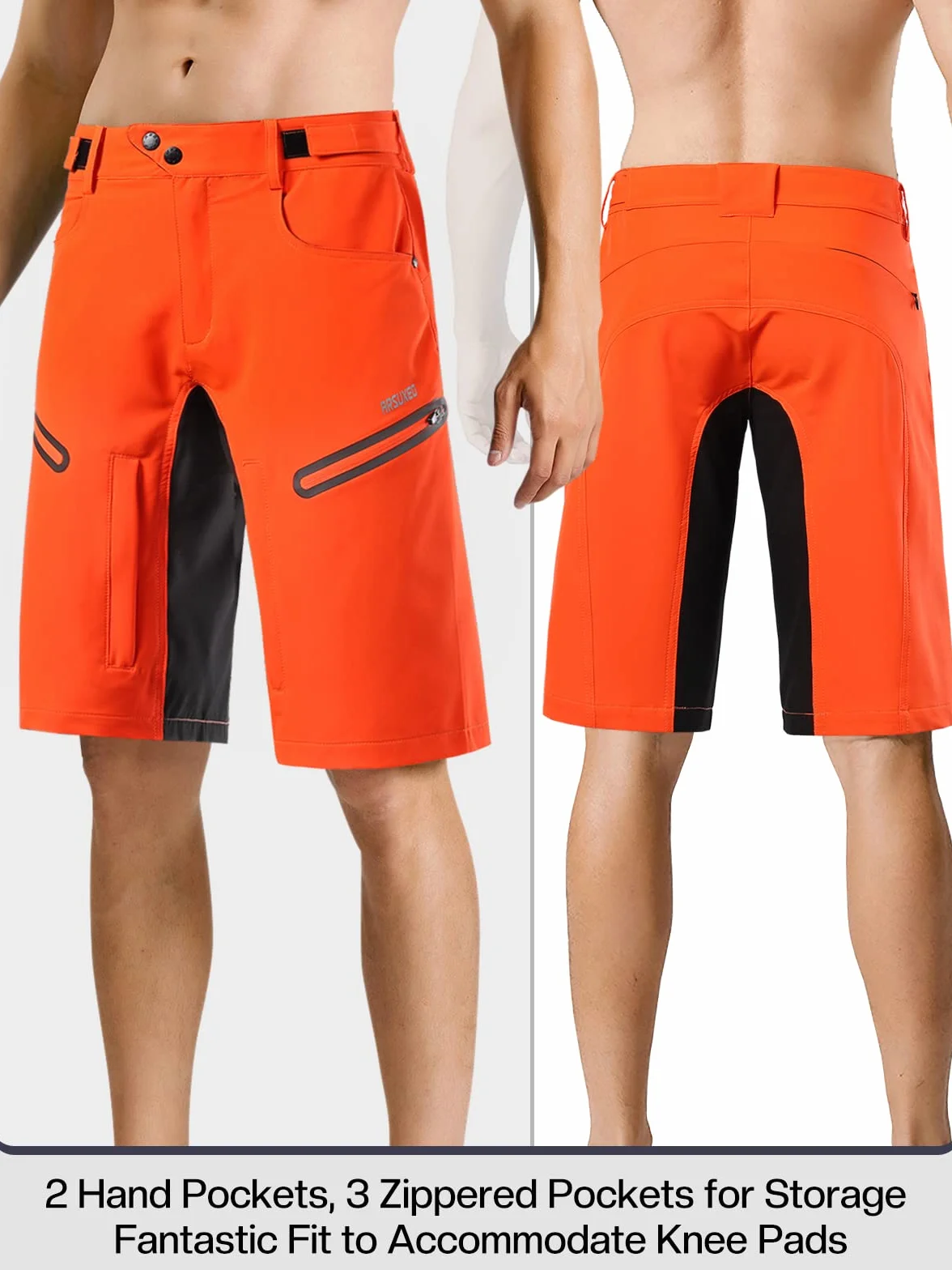 Short de Cyclisme Homme ARSUXEO Coupe Ample Ceinture Anti-humidité