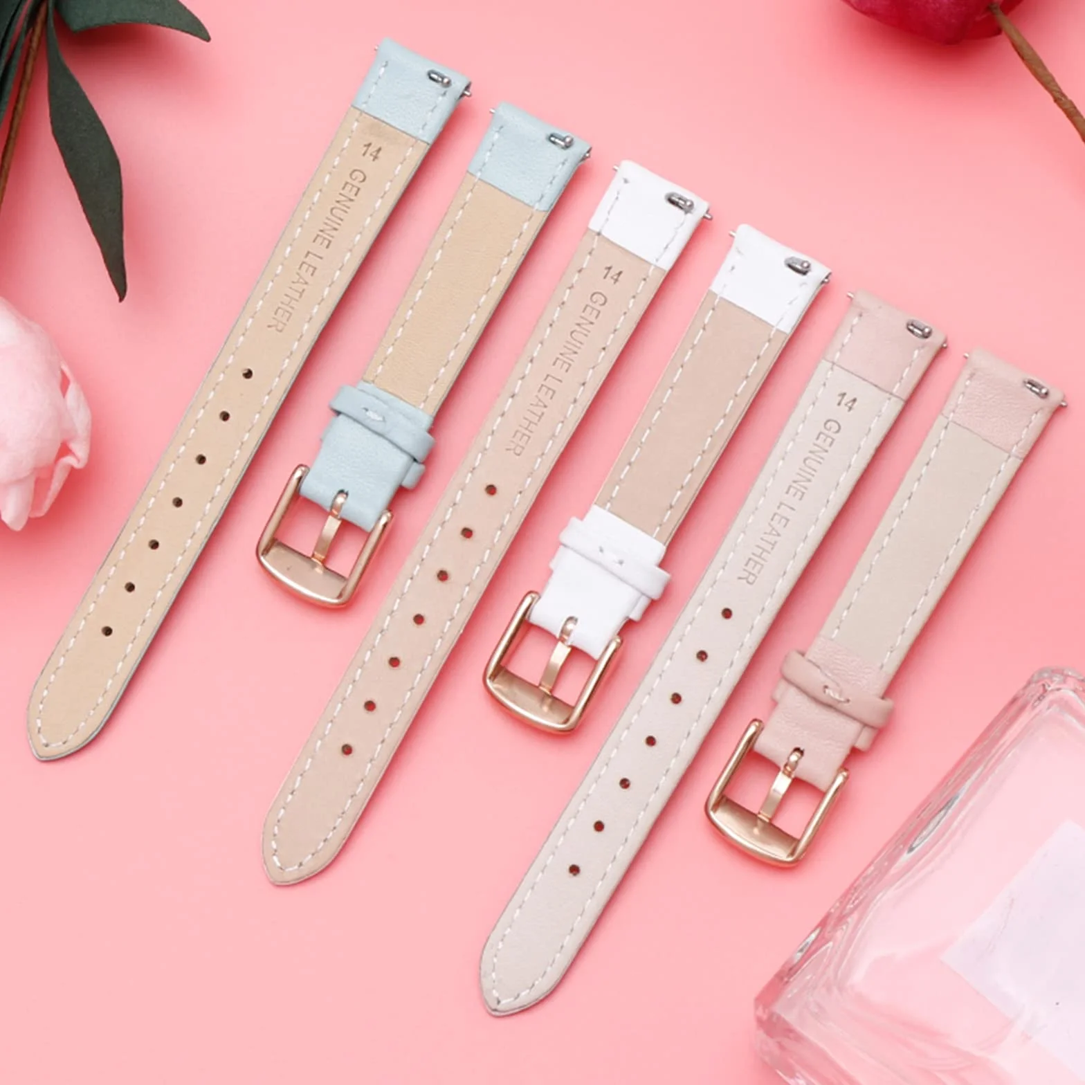 Bracelet de montre en cuir véritable 12mm-20mm pour femme remplacement