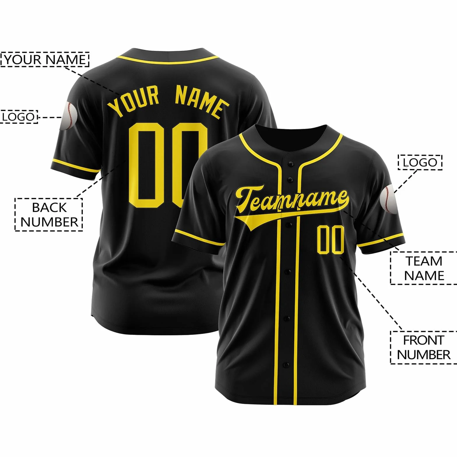 Maillot de Baseball Personnalisé avec Prénom Numéro Logo - Chemise Baseball Américain Boutonnée pour Homme Femme