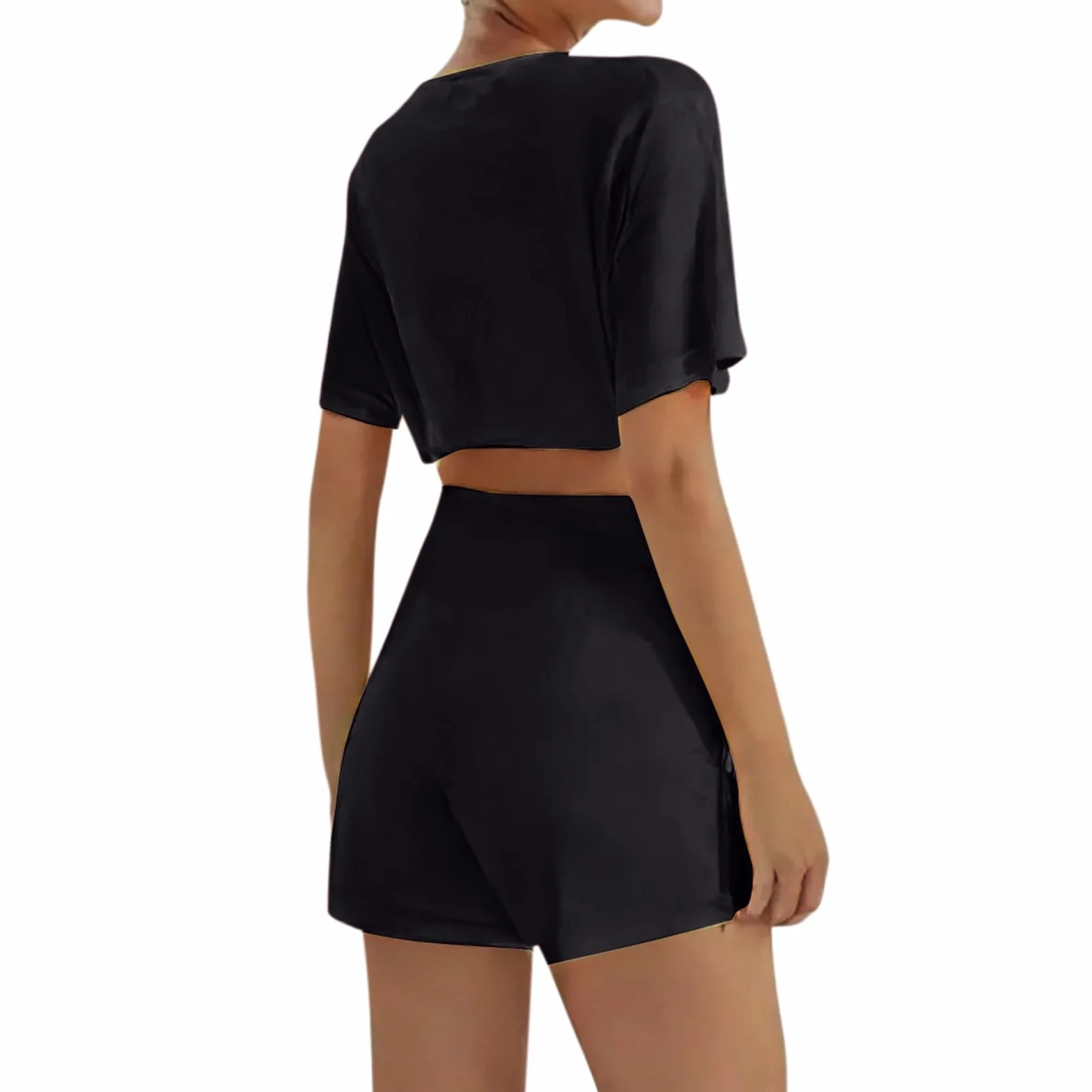Tee Shirt Fille Manche Courte Col Rond Crop Top Ado Fille été Fluide Ample 10-16 Ans