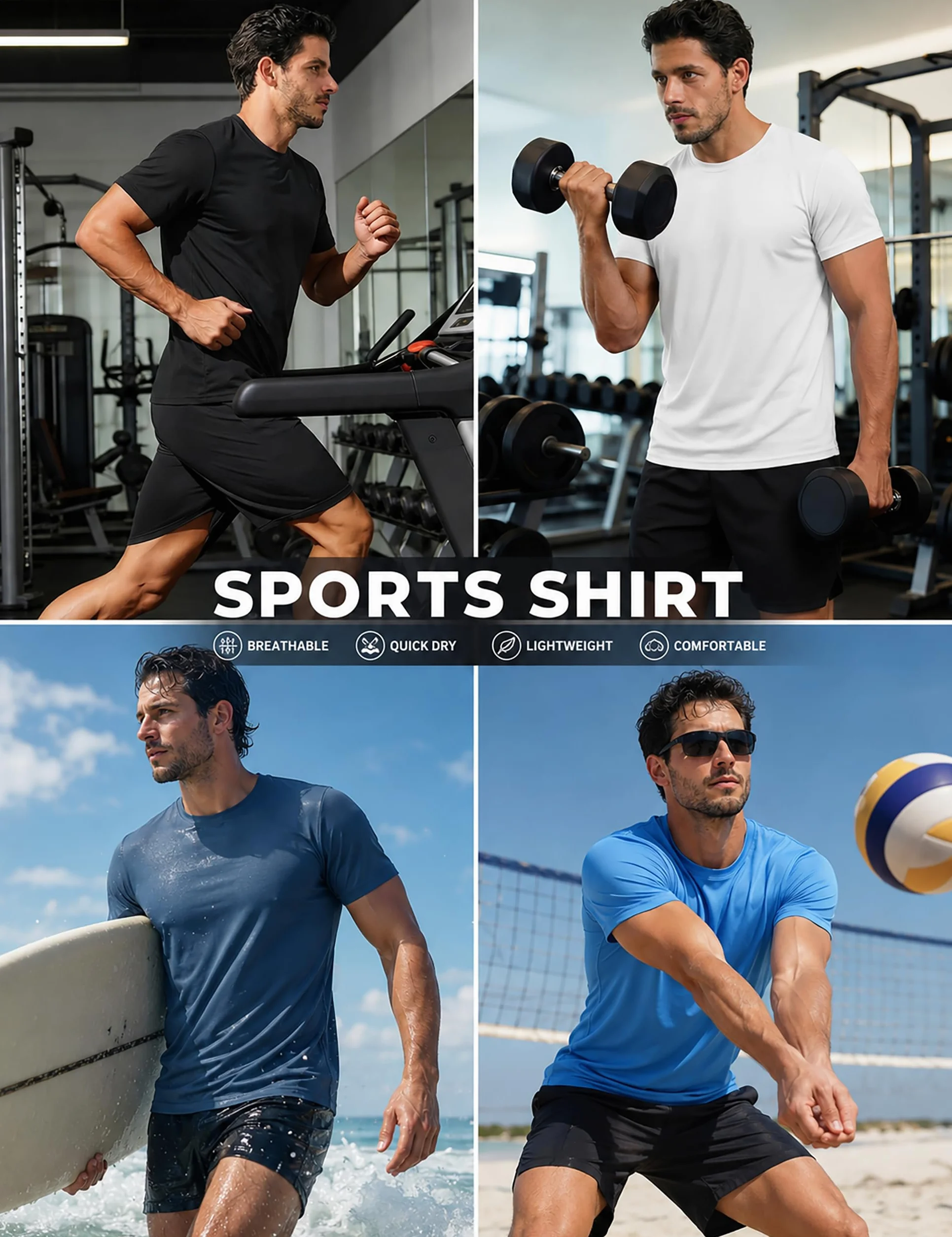 TACVASEN T-Shirt à Manches Courtes pour Hommes Protection Solaire UV UPF 50+ Léger Travail