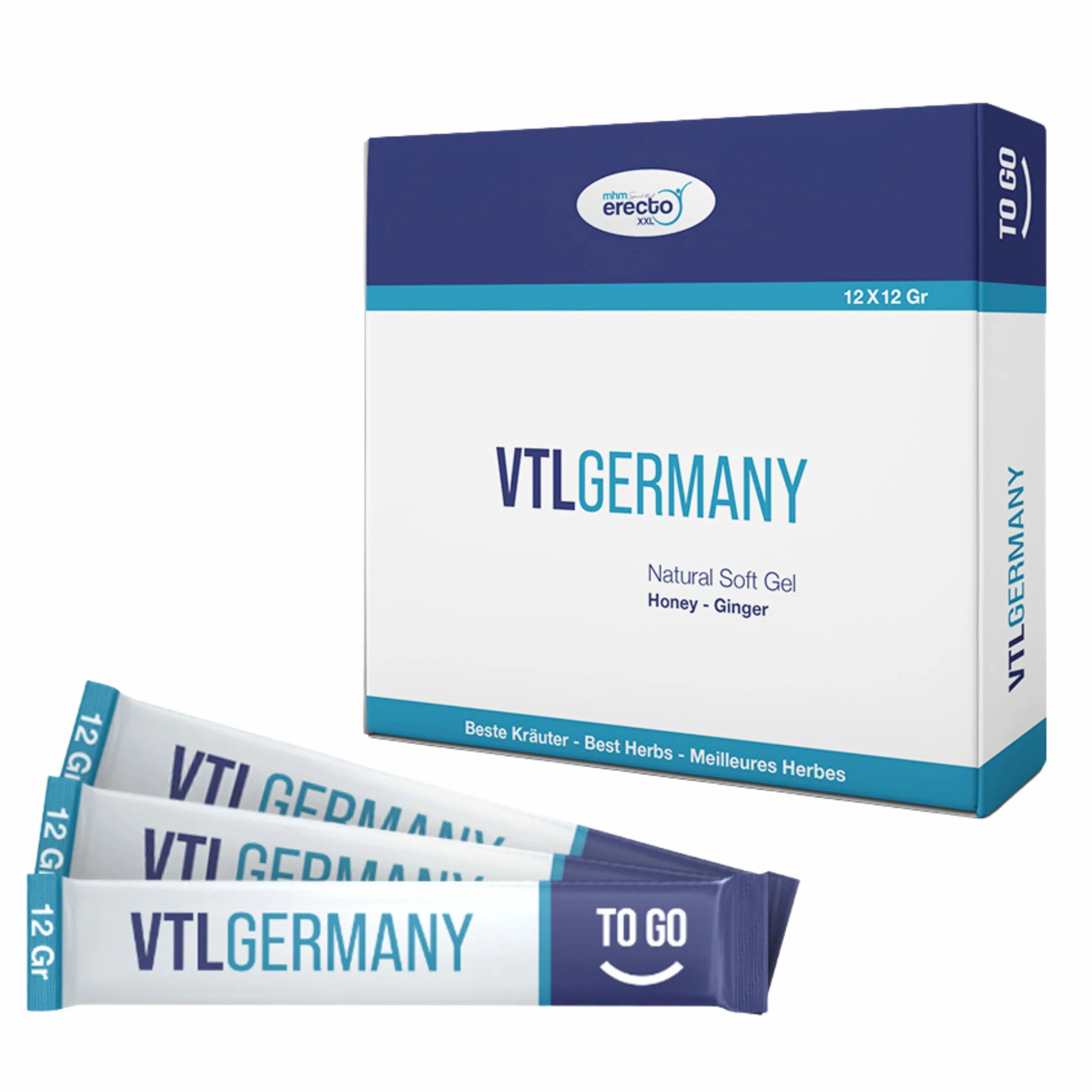 VTL Germany Miel Afrodisac Homme, Effet Immédiat, 12x12g Stick Miel Gel, Extra Fort pour Hommes Actifs