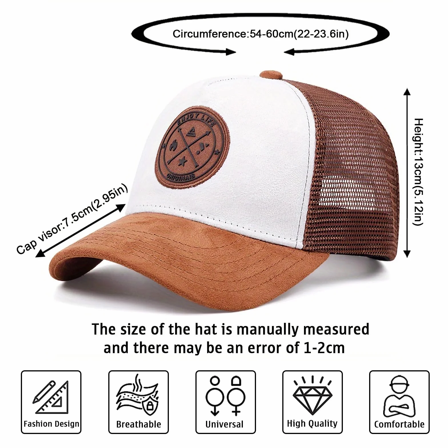 Casquette de Baseball Anti-UV Boucle en Metal Trucker Cap Broderie Maille
