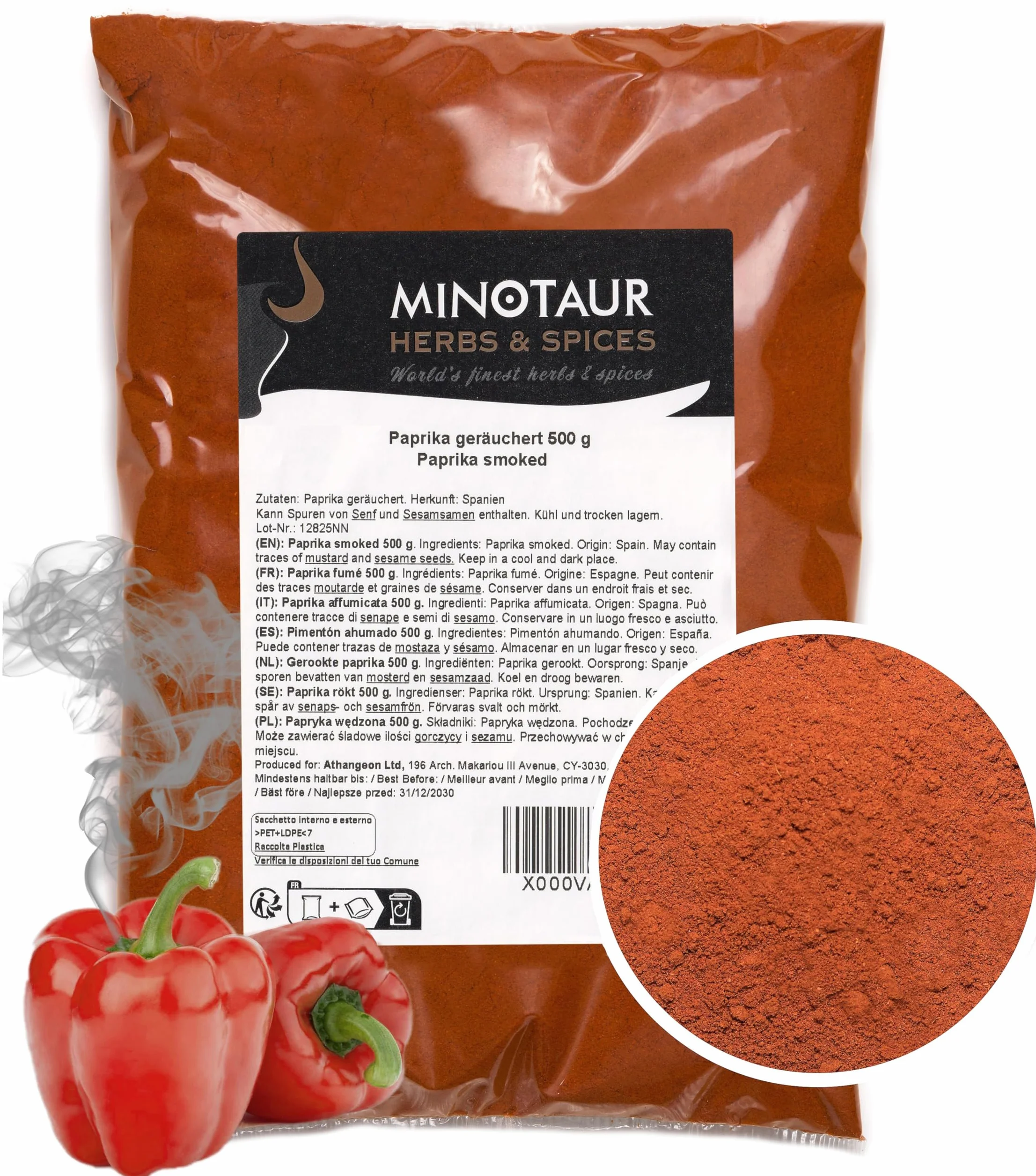 Minotaur Spices | Paprika fumé | 2 x 500 g (1 Kg) Paprika fumé en poudre