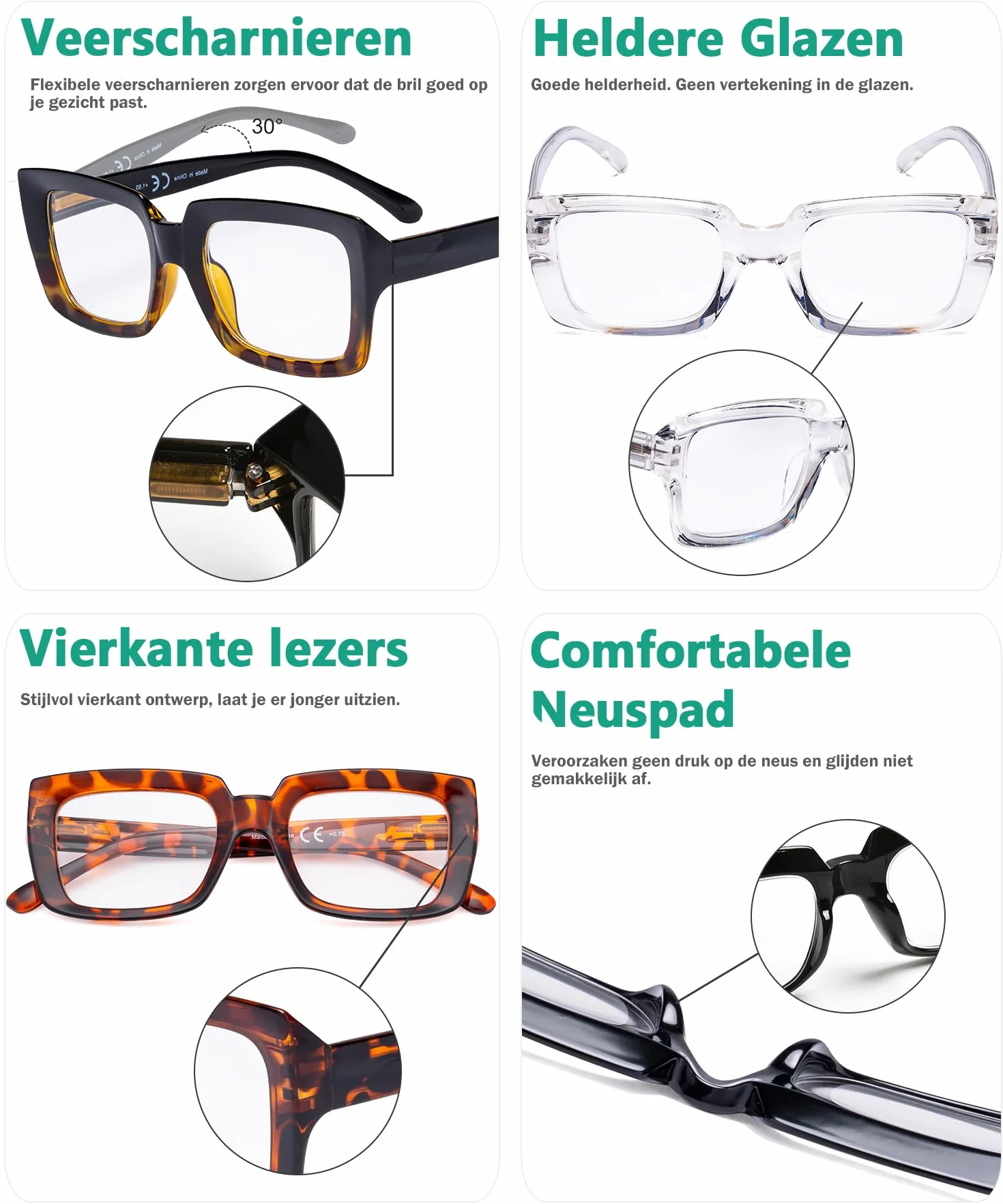 eyekepper Lunettes de Lecture pour Femmes Grande Carré avec Charnières à Ressort