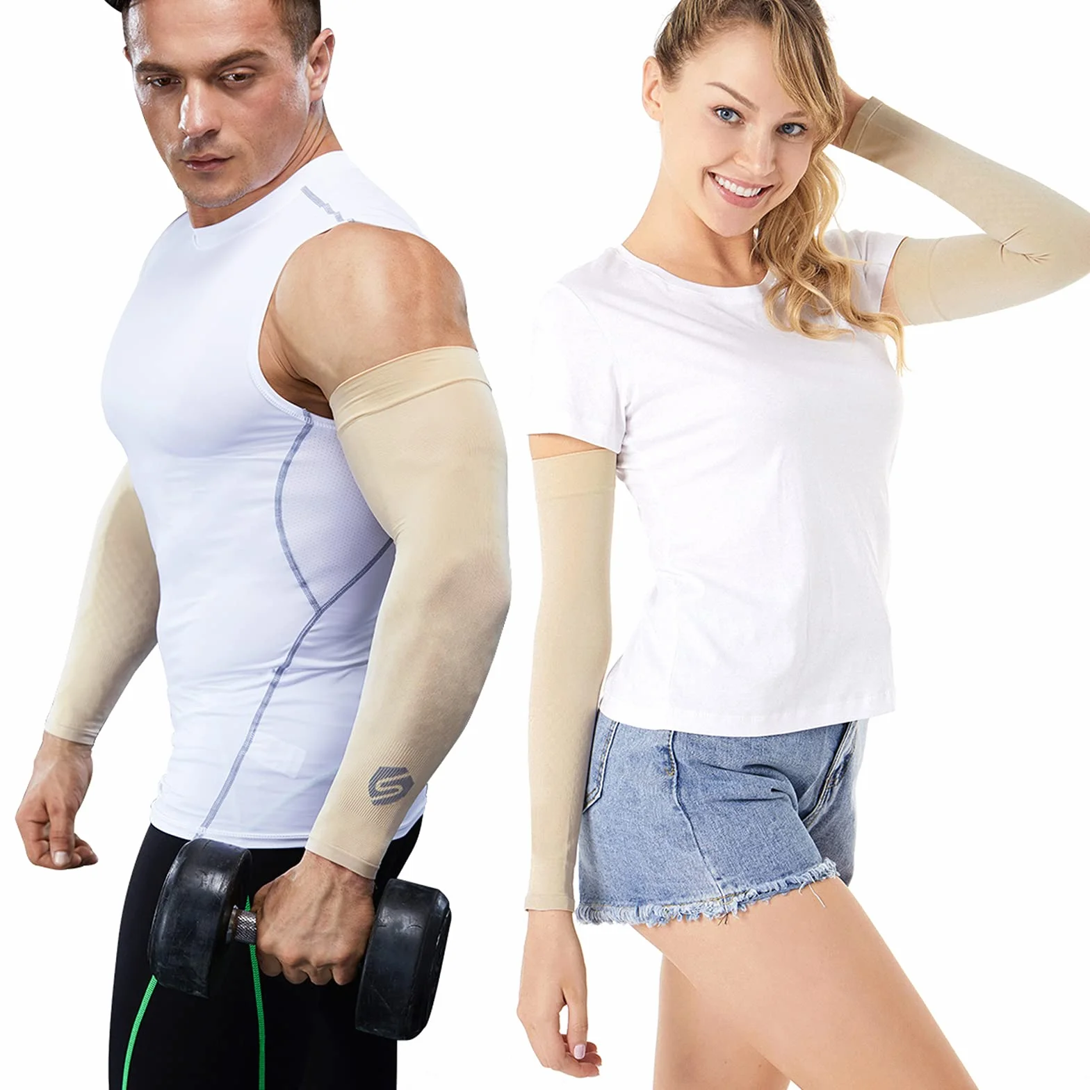 Manchette Bras Anti UV UPF 50 Protection Tatouage Manchon Sport Compression 1 Paire
