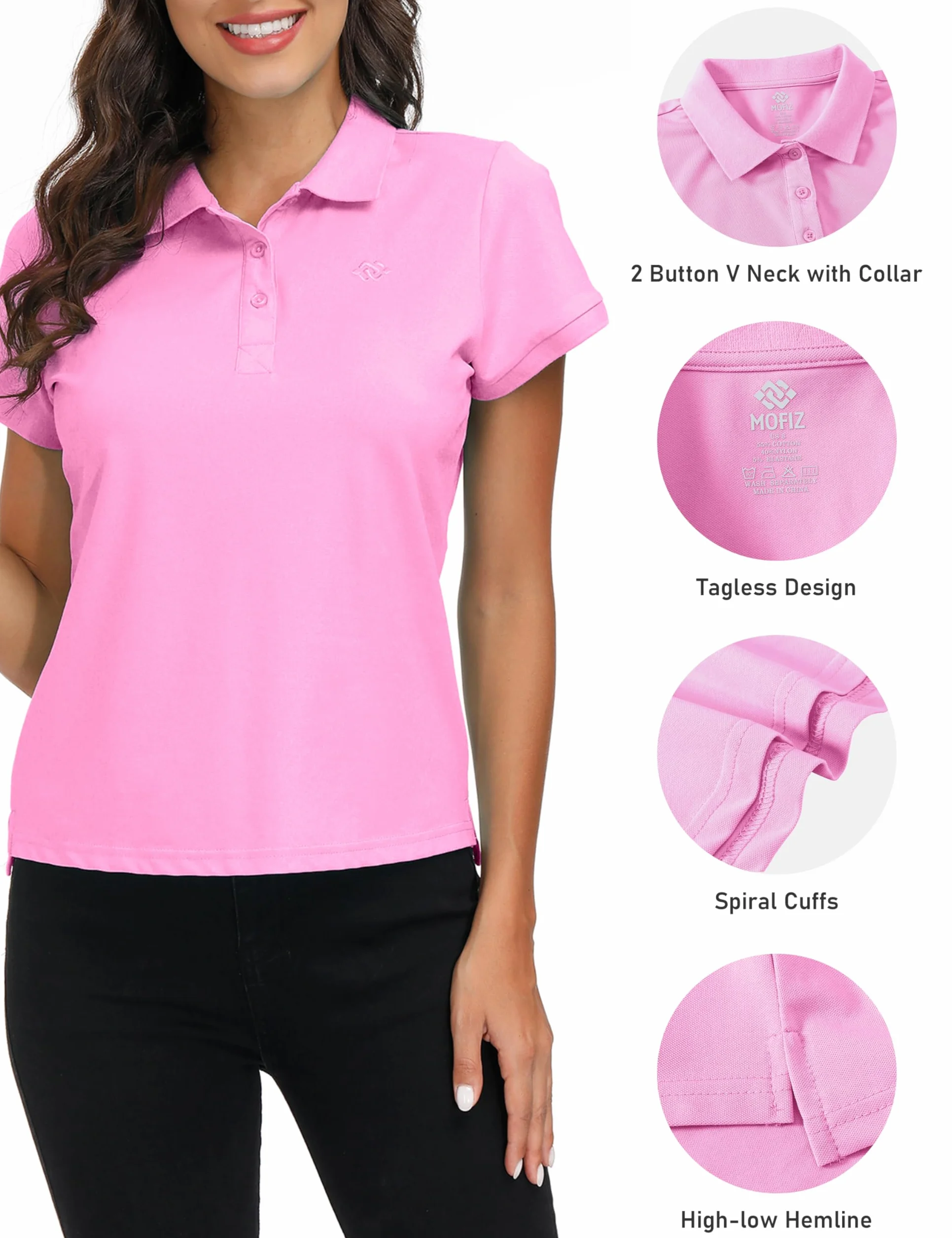 Femme Performance Polo à Manches Courtes Sport Tennis Golf Hauts