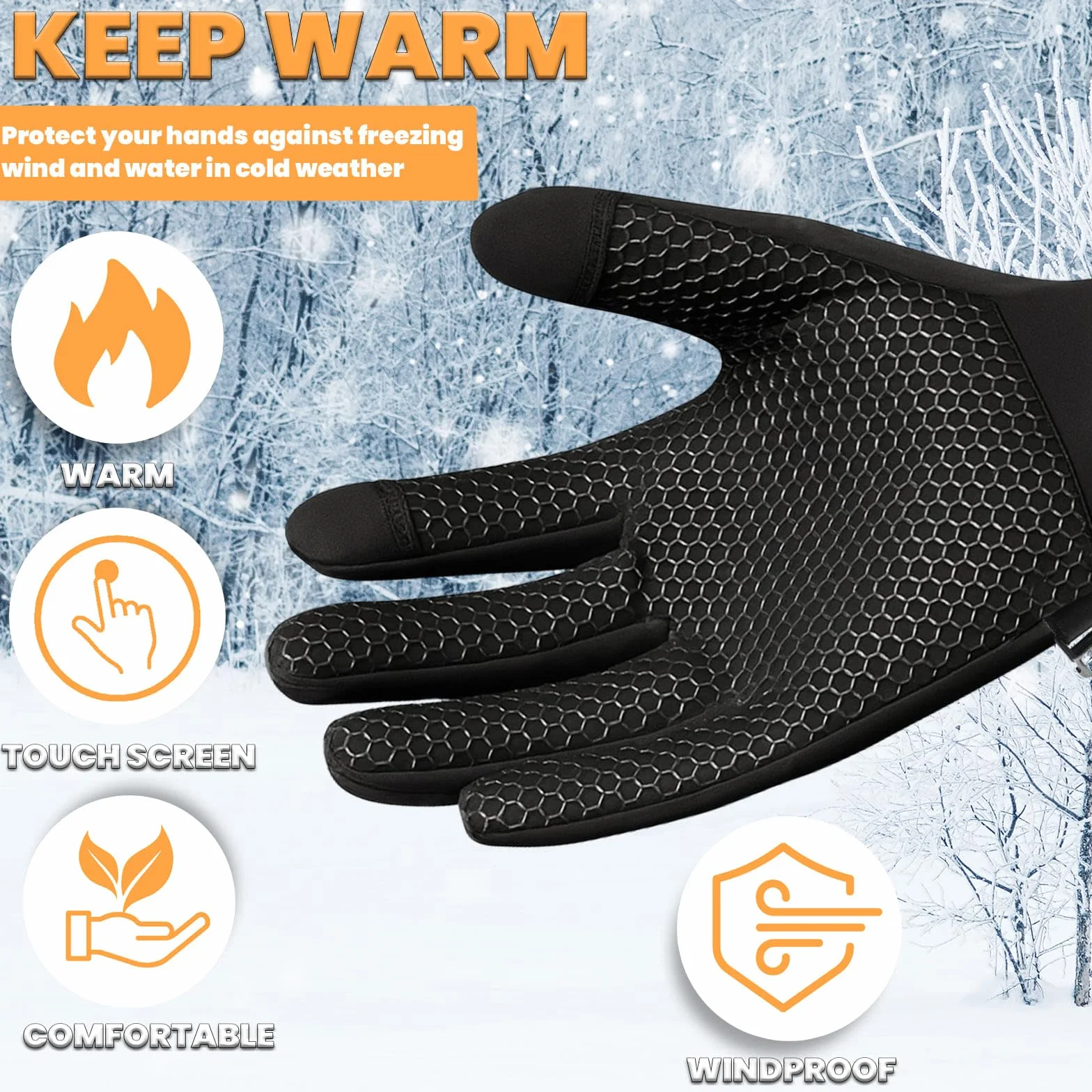 Gants de cyclisme thermiques écran tactile hiver coupe-vent polaire antidérapante homme femme