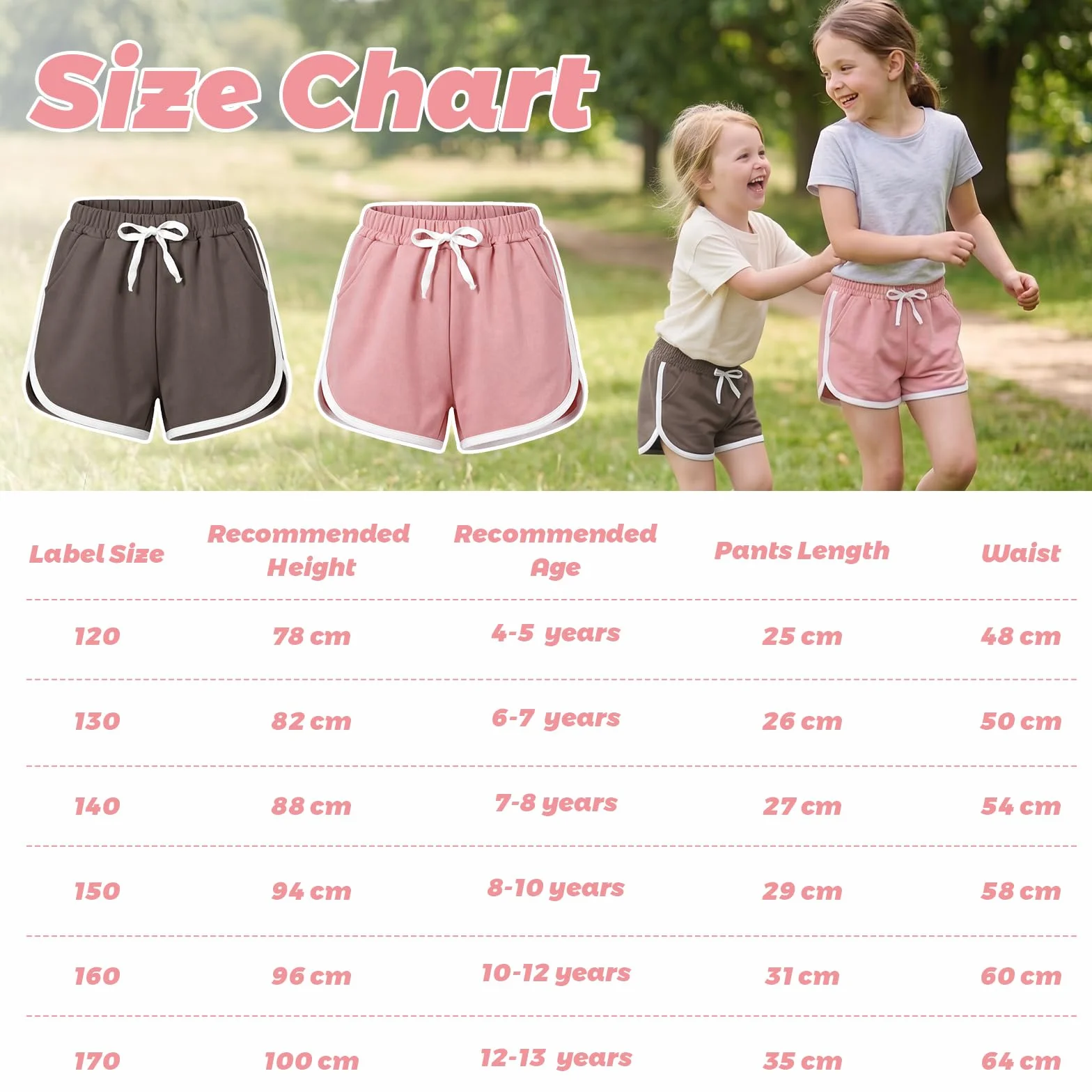 Shorts Fille Lot de 2 Coton Respirant Pantalon Court Taille élastique Sports Danse Gymnastique 4-14 Ans