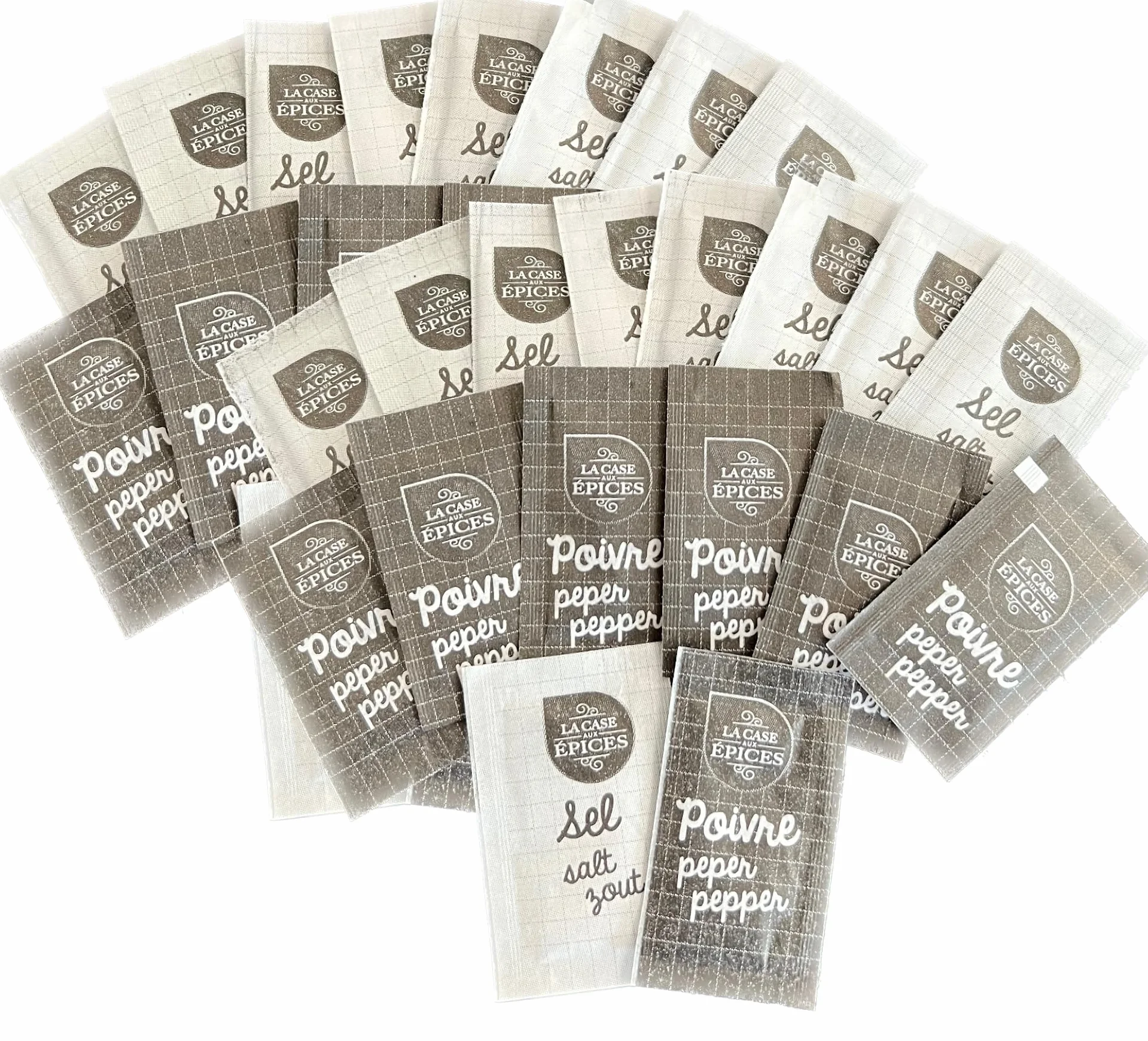 TRAVELDOZ - Lot epices sel et poivre (100 dosettes de chaque)