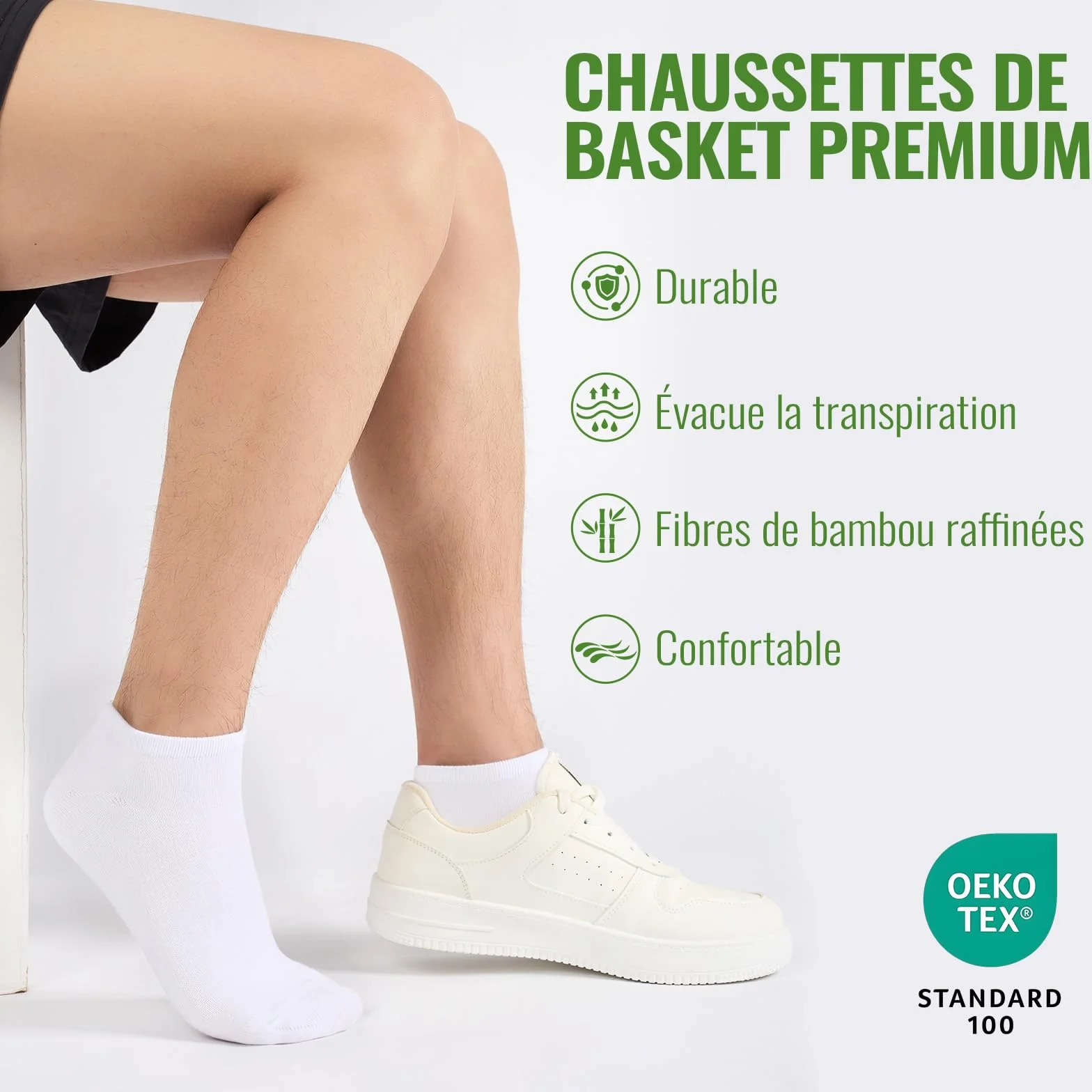 Chaussettes Basses Homme Femme Bambou – Socquettes Unisexe Séchage Rapide Anti-Transpiration Noir Blanc Gris Bleu