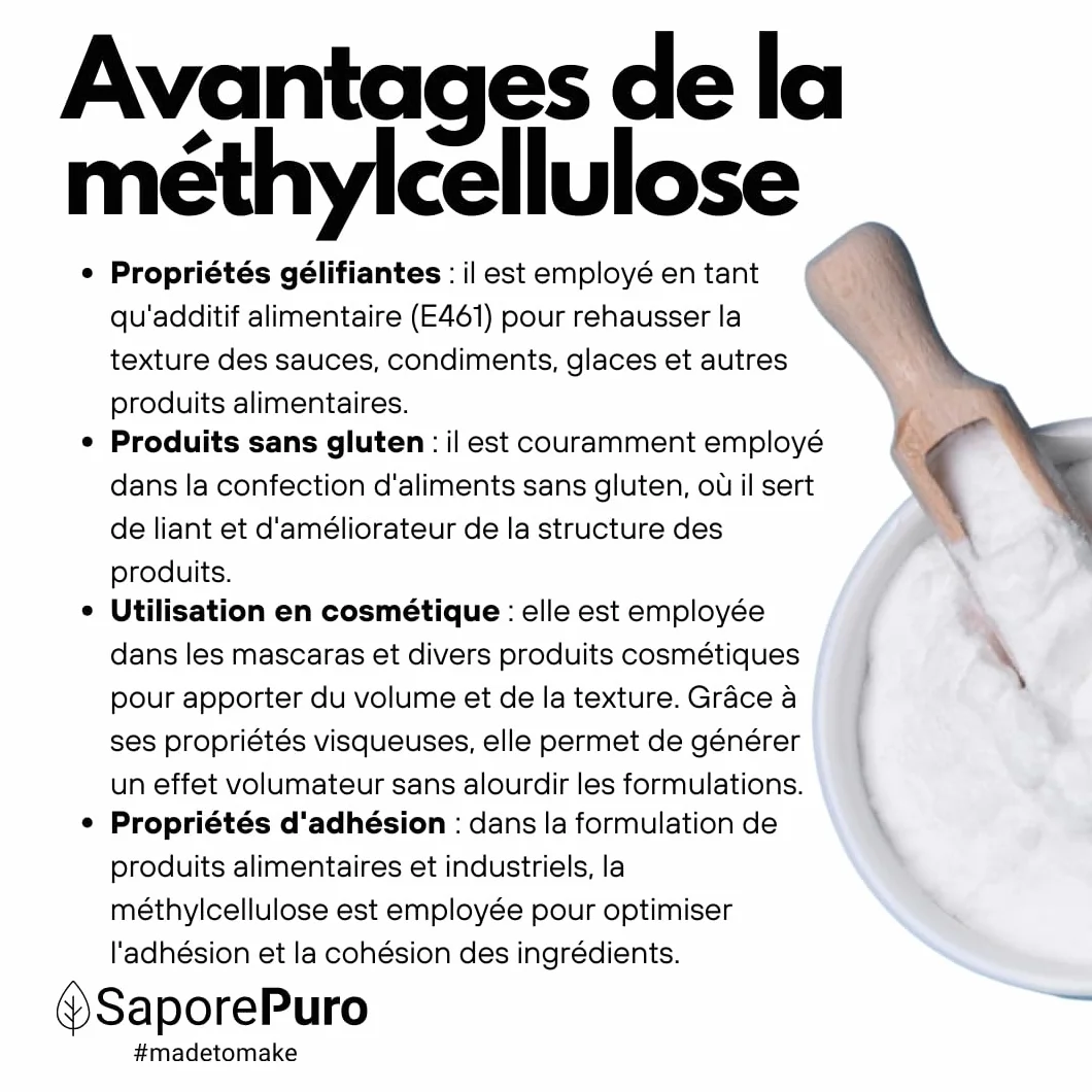 SaporePuro Méthylcellulose en Poudre 250 g – Épaississant Naturel Sans Gluten pour Usage Alimentaire, Cosmétique et Industriel