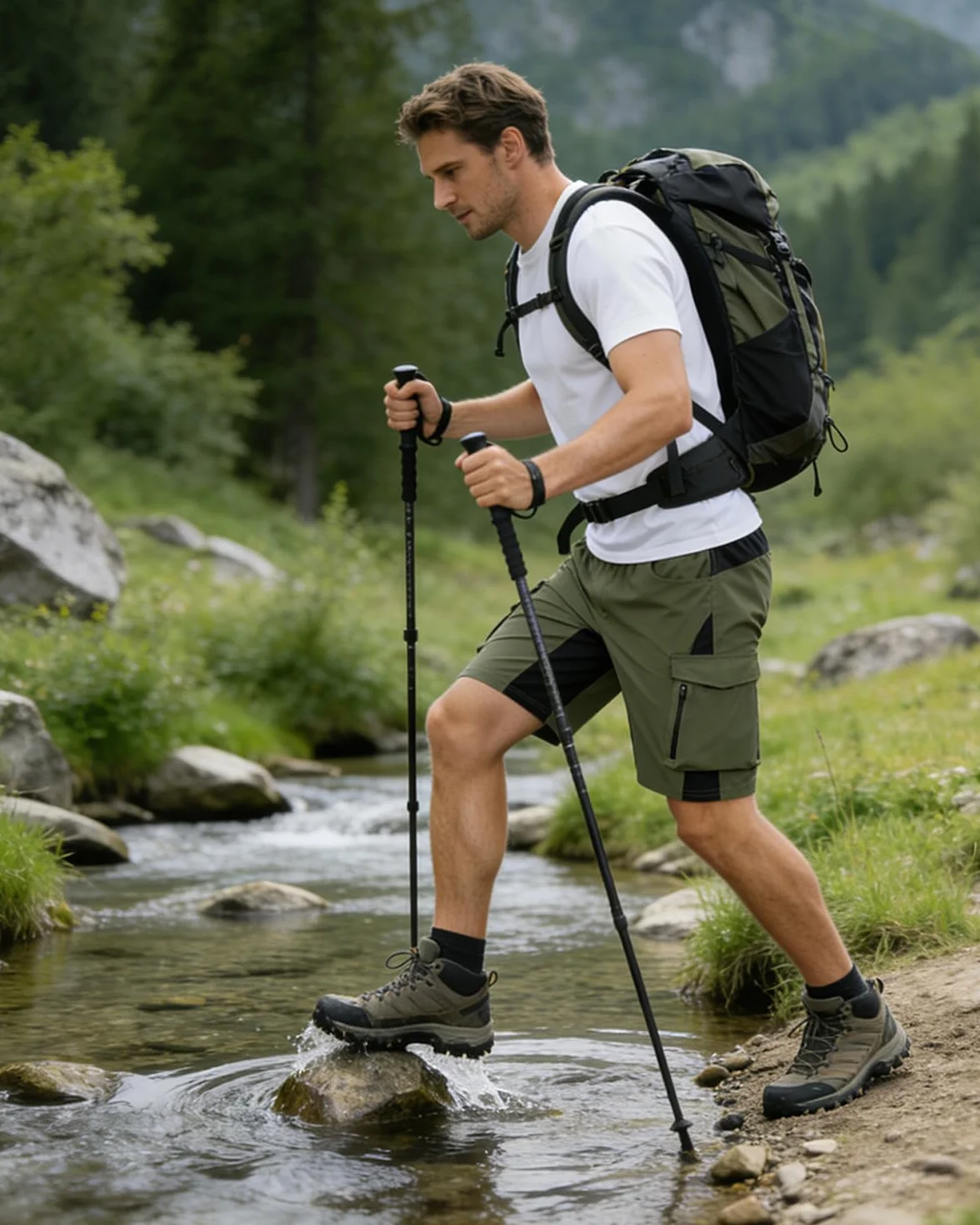 VAYAGER Short Cargo de Randonnée pour Homme, Léger et à Séchage Rapide avec Poches pour Pêche et Camping