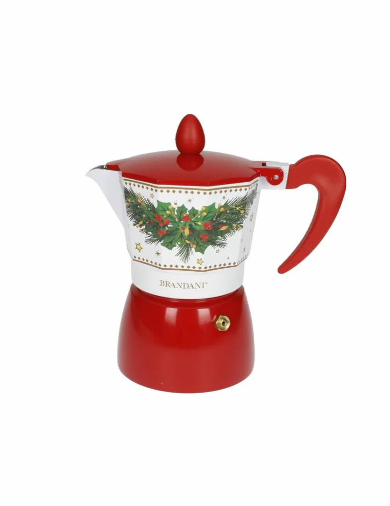 BRANDANI Cafetière Noël Coffret Noel 3 Tasses En Aluminium Boîte Cadeau