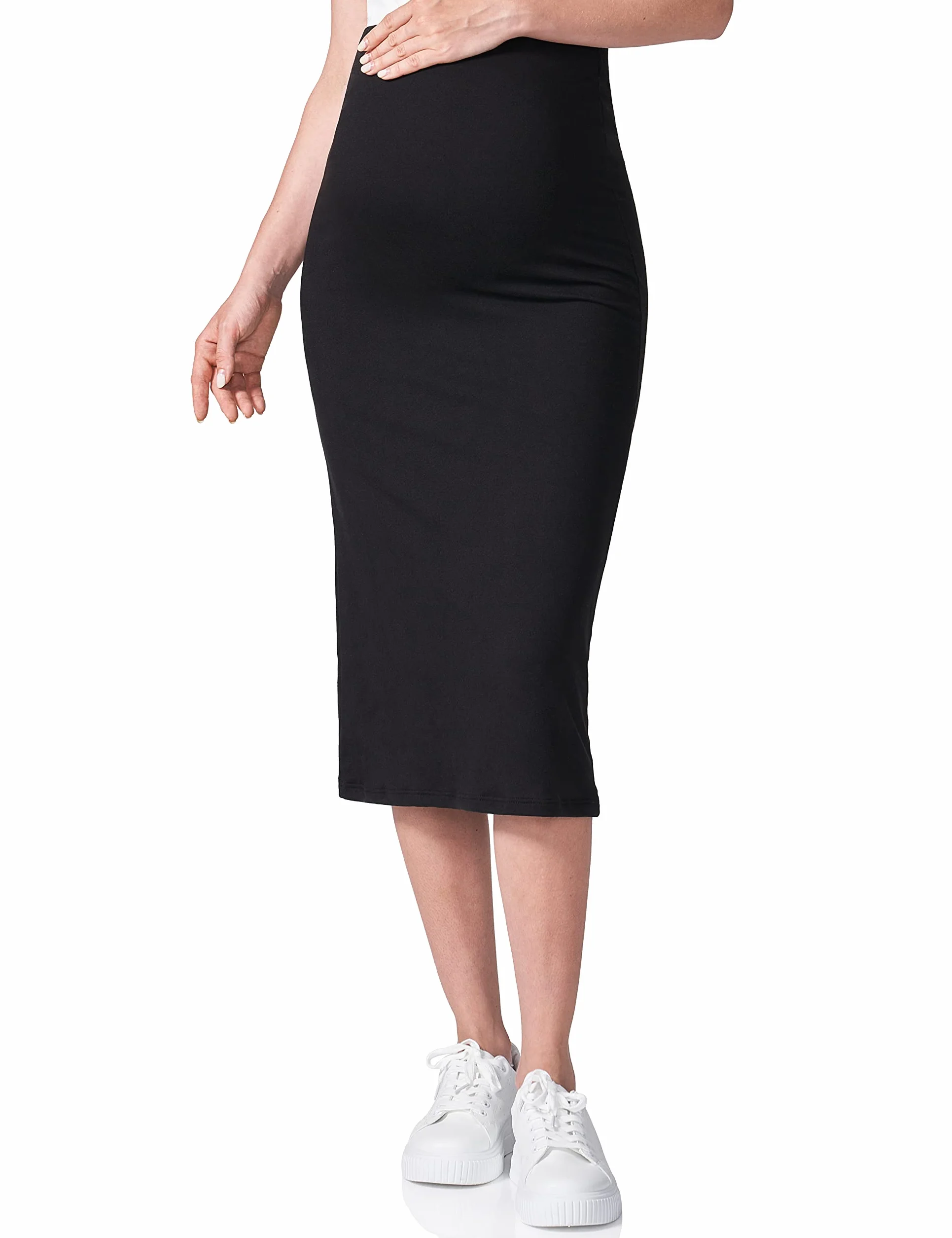 Jupe de maternité midi taille haute femme extensible coupe crayon couleur unie
