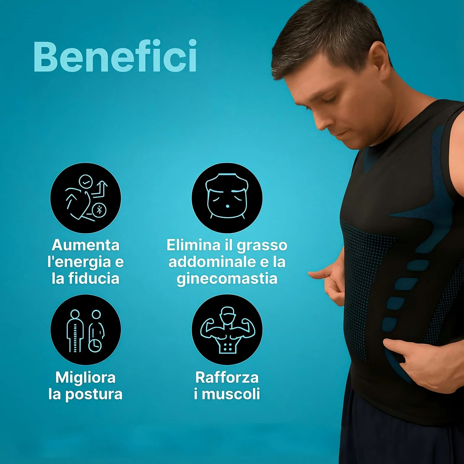 Lumoria Debardeur Homme Tshirt Ventre Plat Compression Tissu Léger Respirant Extensible Athlétisme Course Entraînement