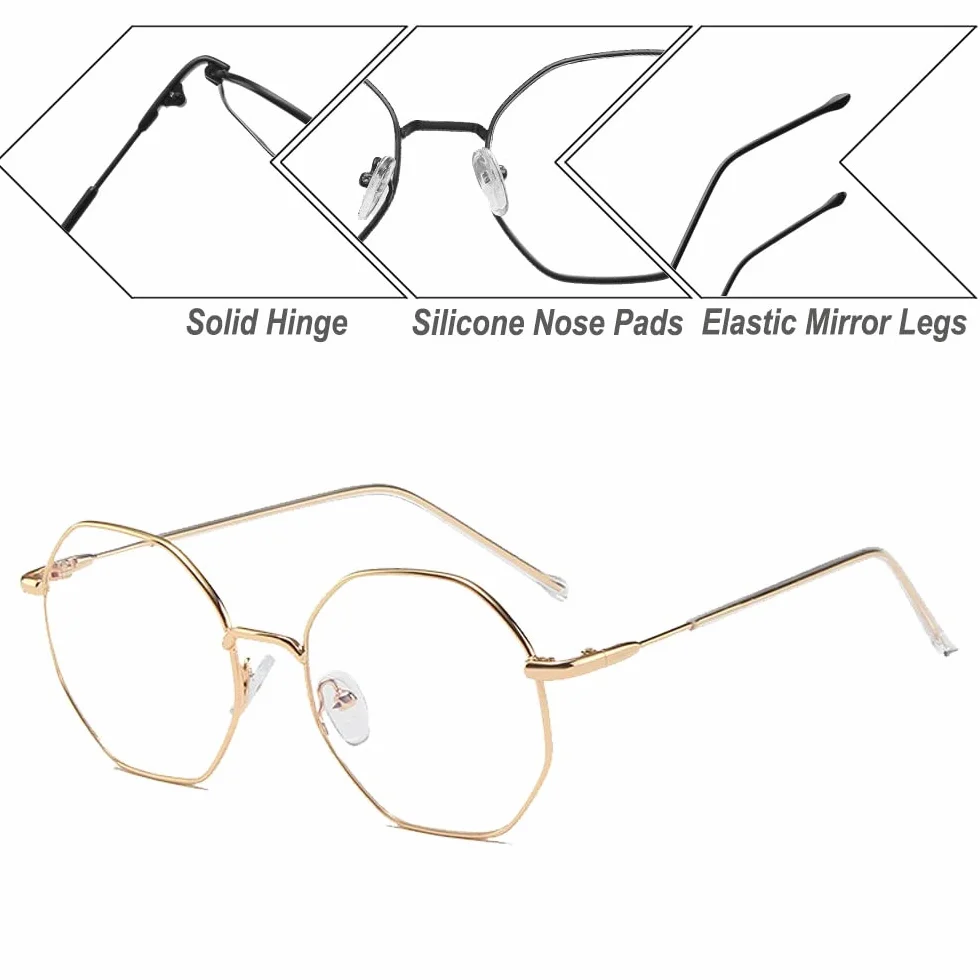 Lunette Anti Lumière Bleue Homme Femme Monture Métal Lunettes Ordinateur Protection Gaming
