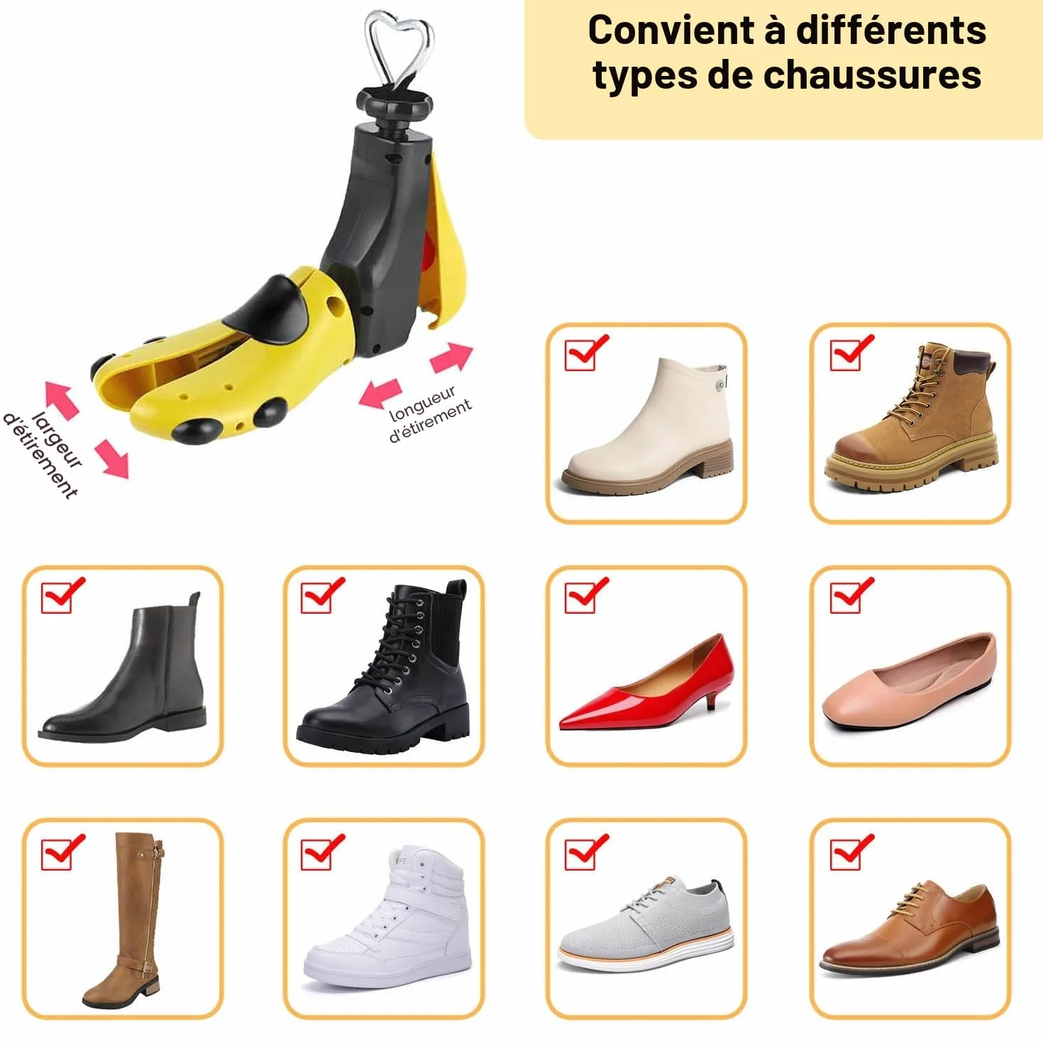 Embauchoirs à Chaussures Homme Femme, Agrandisseur Chaussure, Paquet de 1