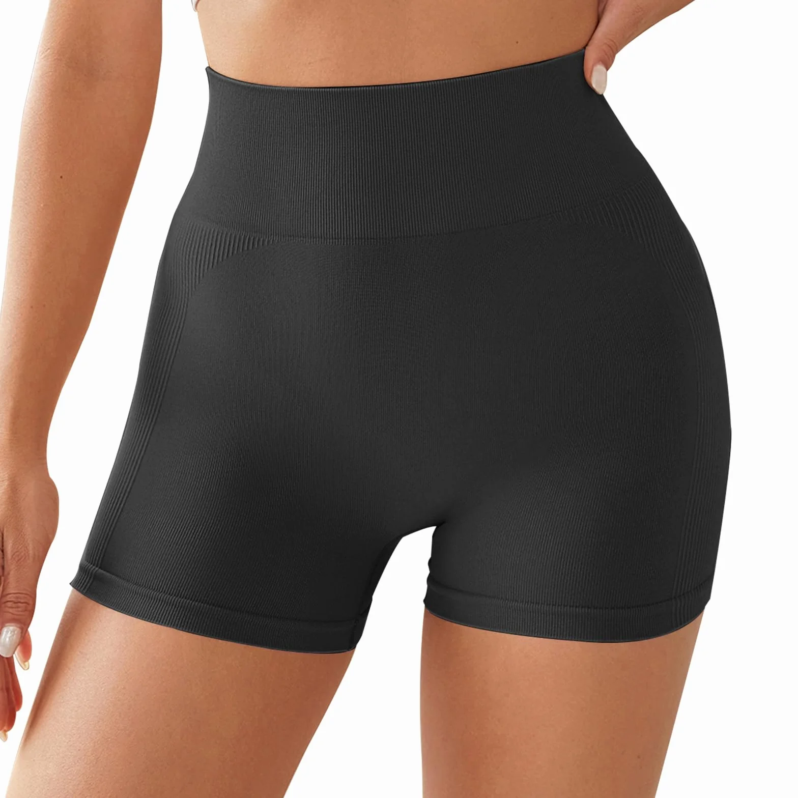DiULi Short Sport Femme Sans Couture Running Cyclisme Anti-Frottement Scrunch Contrôle Ventre Rose
