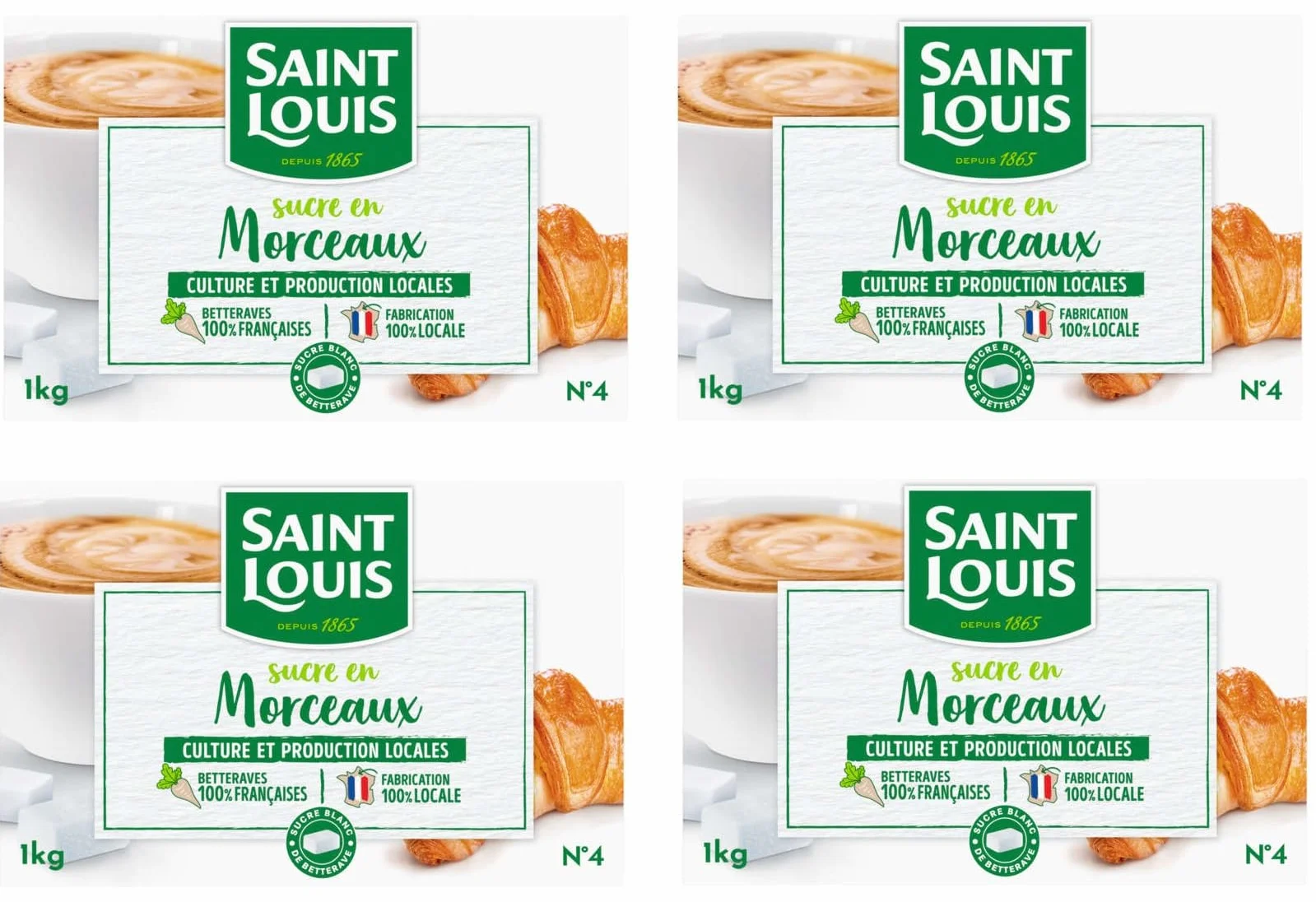 SAINT LOUIS - Sucre Morceaux N°4 / 1Kg - Lot De 4 - Vendu Par Lot - Offre Spéciale