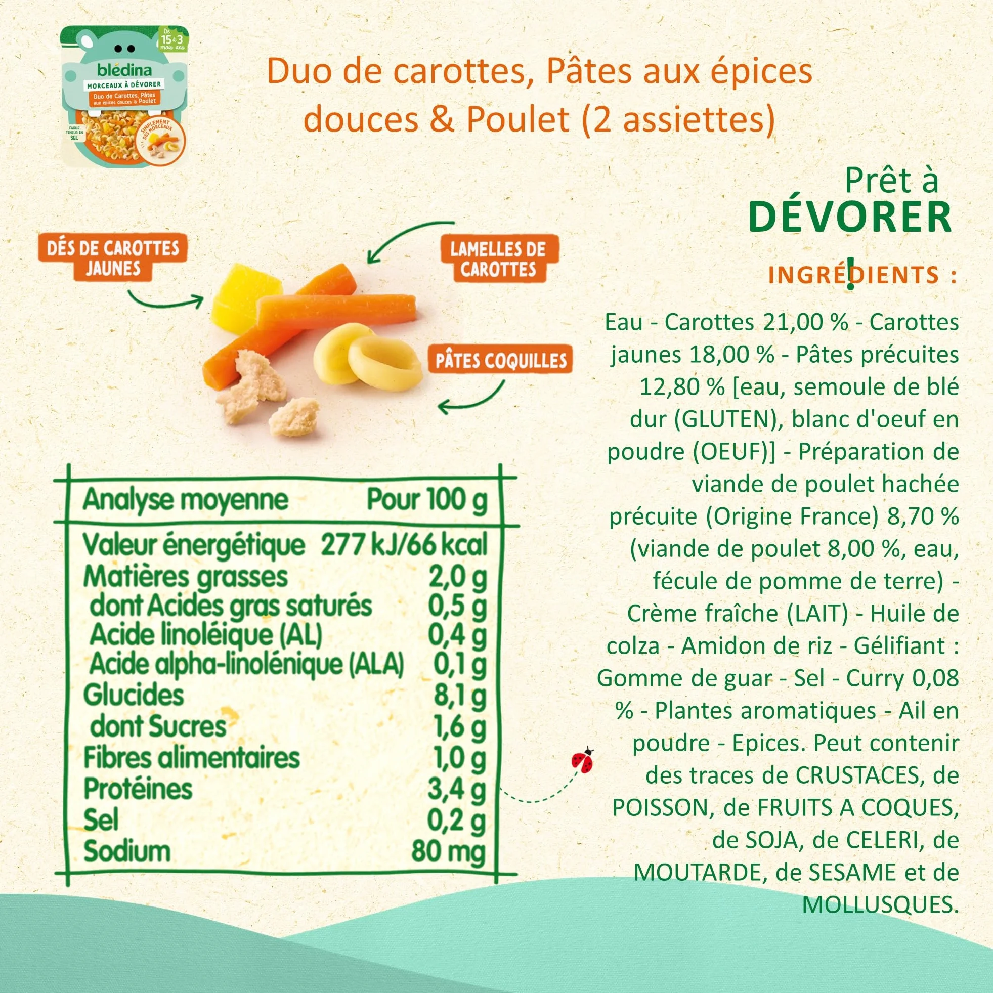 Blédina - Morceaux à Dévorer - 10 petits plats pour bébé - Repas midi et soir - Dès 15 Mois - 7 recettes - Pack de 10 (L'emballage peut varier)
