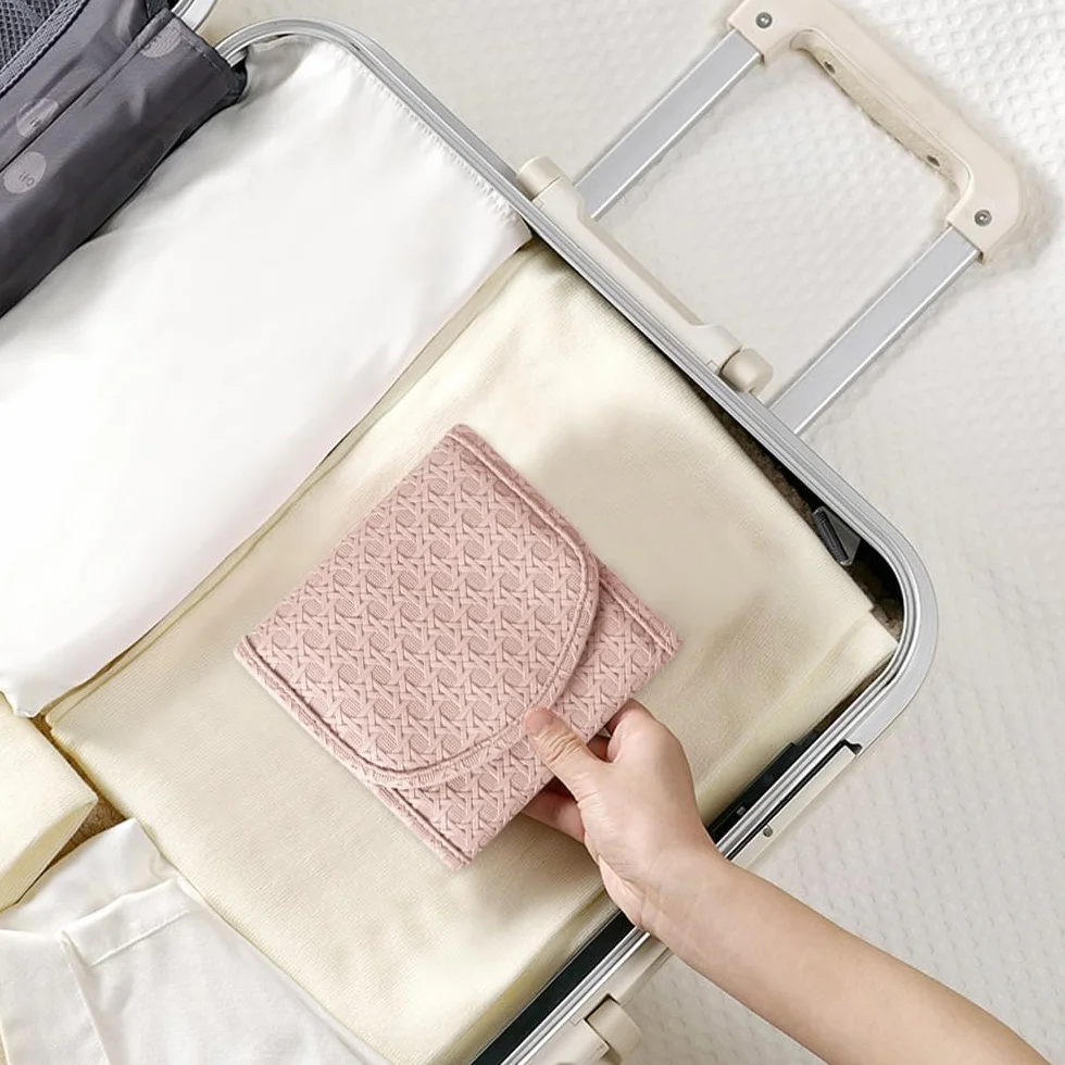 Pochette Rouleau à Bijoux de Voyage en Cuir, Sac Organisateur de Bijoux Rose