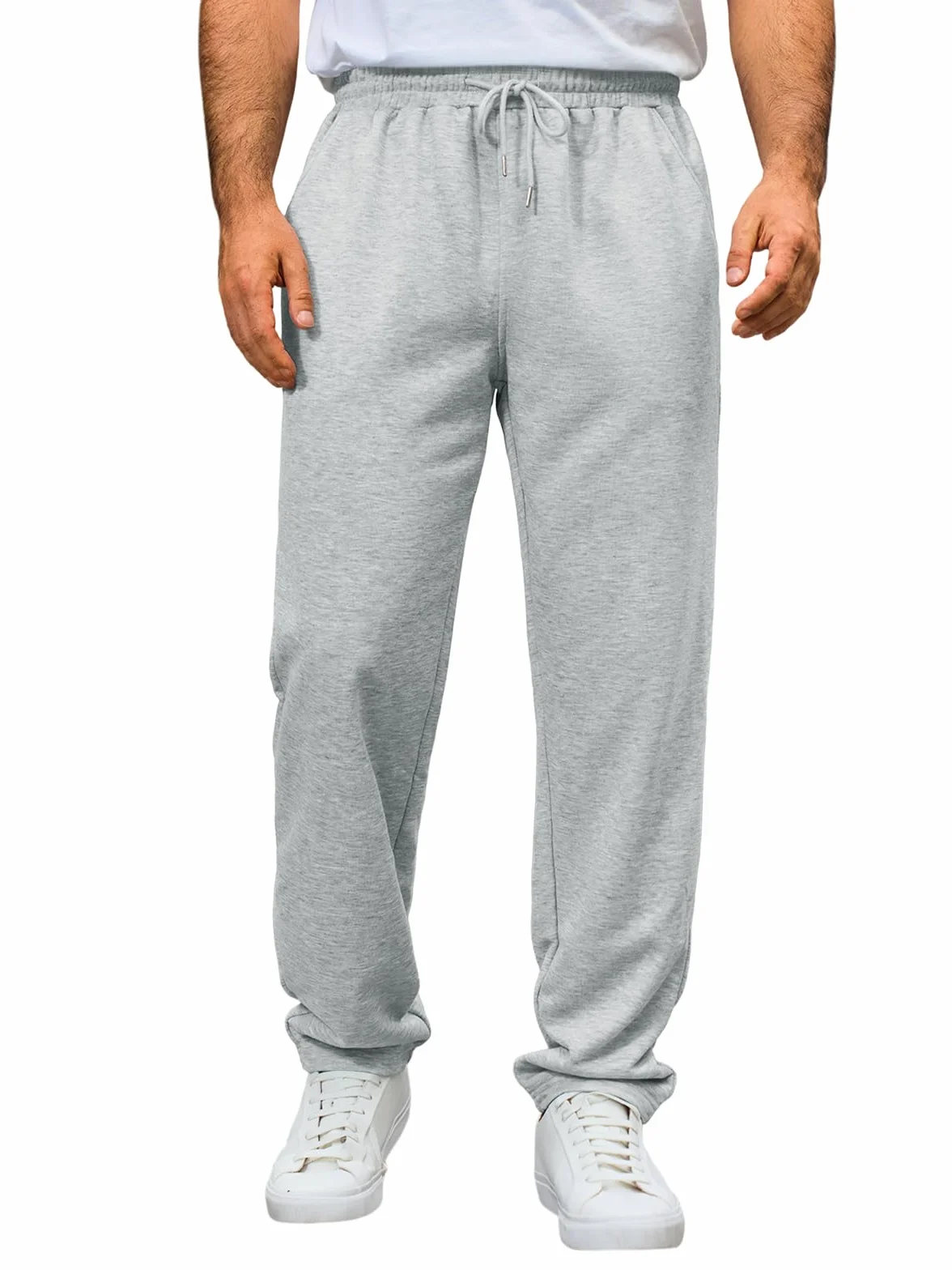Pantalon de jogging homme coupe droite sport long décontracté taille élastique cordon de serrage