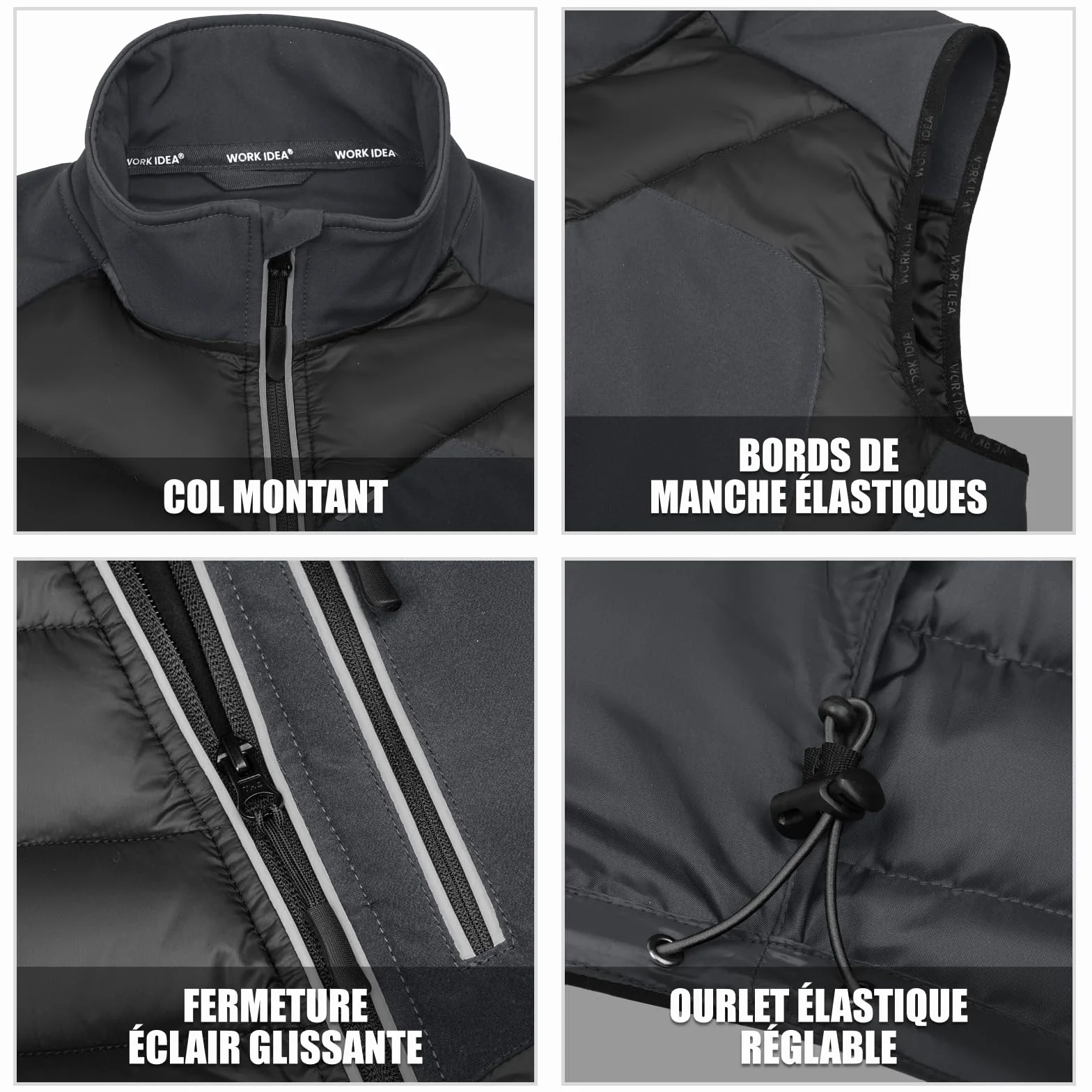 WORK IDEA Gilet softshell homme imperméable coupe-vent veste sans manches respirant léger poches cyclisme course randonnée golf
