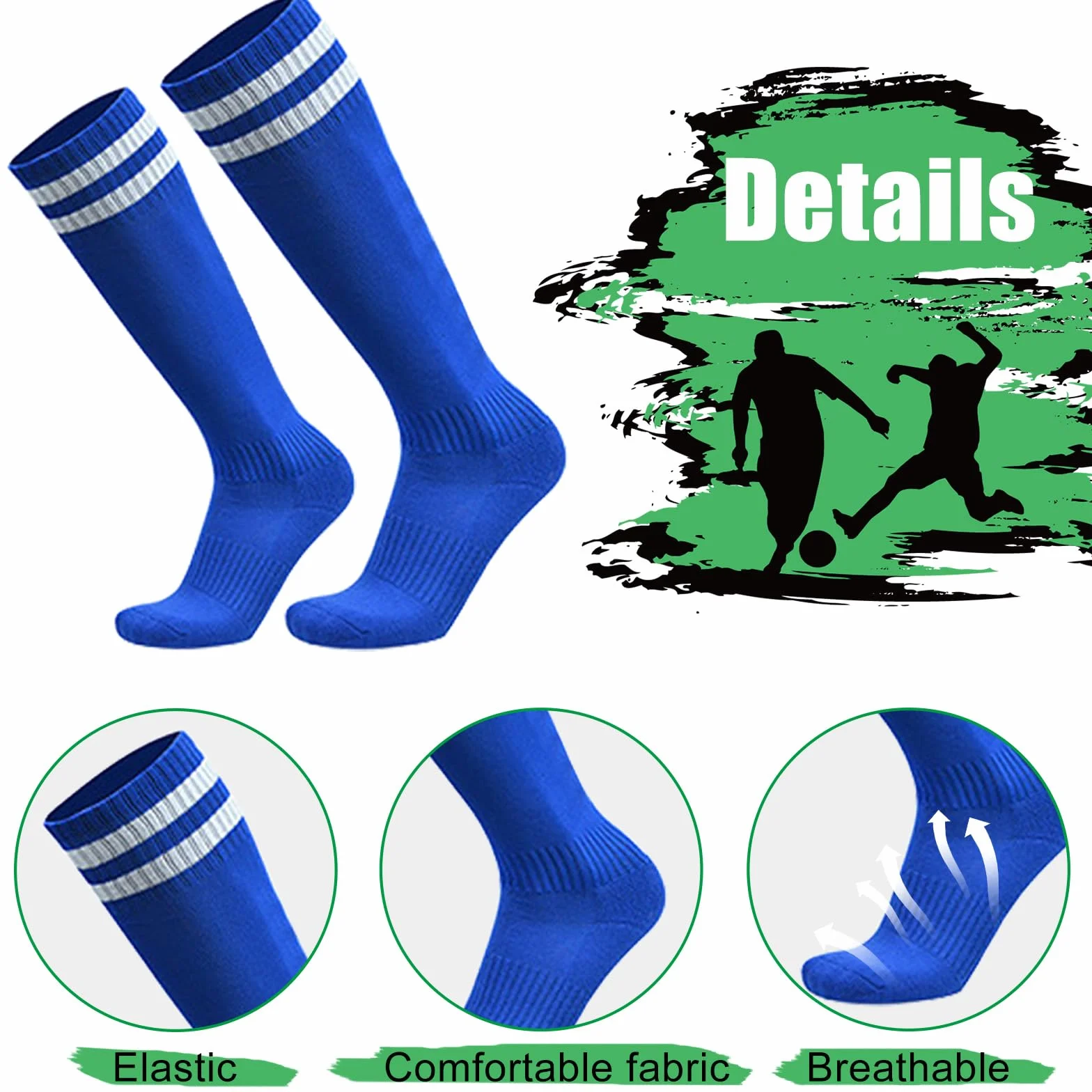 Chaussettes Hautes Enfant Sport Basket Rugby Garçons Filles 5-12 Ans 4 Paires