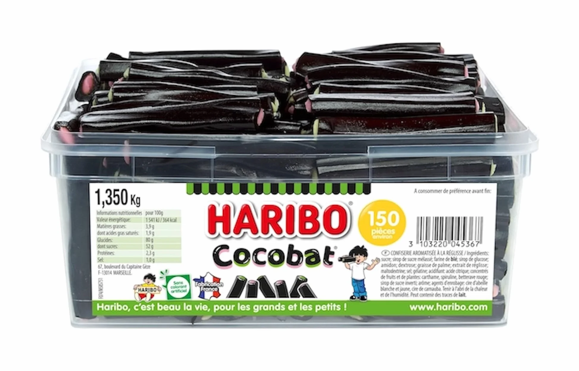 HARIBO - Cocobat - Bonbons Réglisse - Sans Colorants Artificiels - Boîte De 150 Bonbons