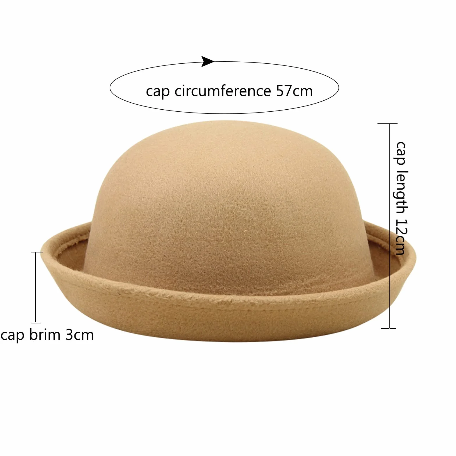 Panama Chapeau melon élégant adulte bord enroulable laine pliable