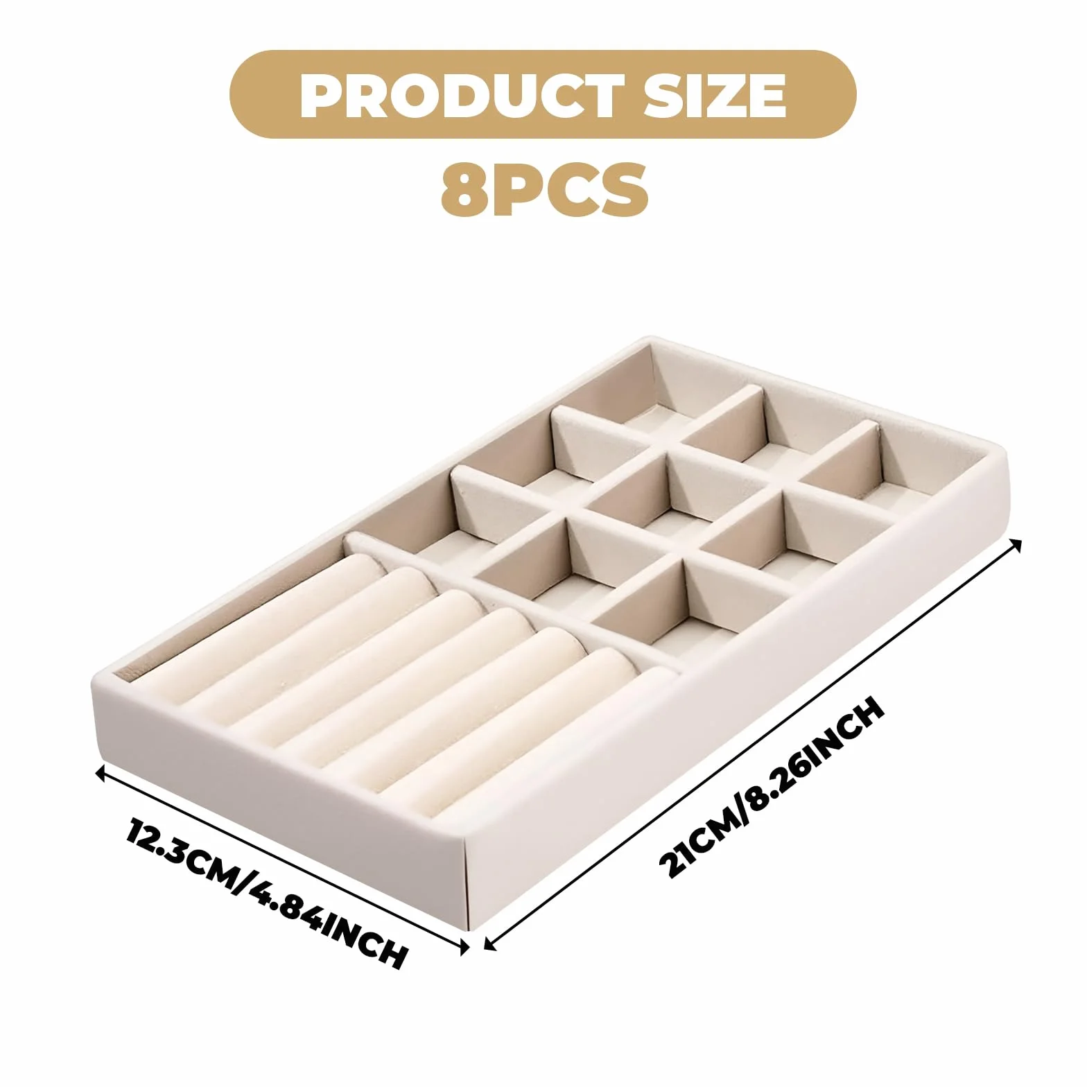 Lot de 8 Plateaux Organisateur Bijoux en Velours Empilables - Rangement Tiroir