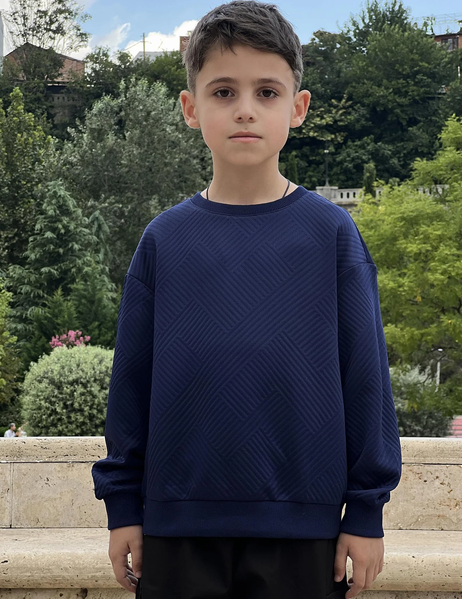 Arshiner Sweatshirt Garçon Col Rond Manches Longues Couleur Unie Automne Hiver Vêtements Enfants 6-14 Ans