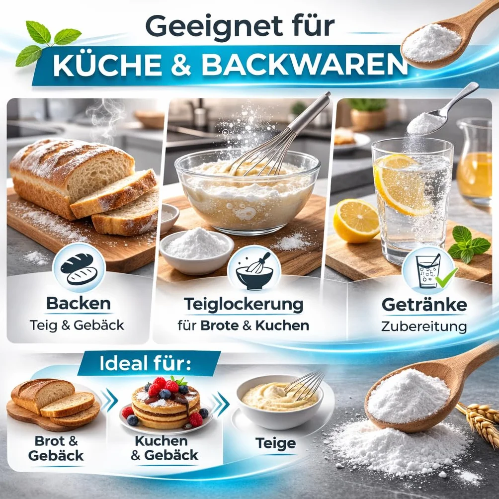 GiDeli Bicarbonate de Soude Qualité Alimentaire 10kg - Poudre de bicarbonate de sodium sans additifs - Idéal pour cuisiner, pâtisser, laver et nettoyer - Utilisation polyvalente dans la maison