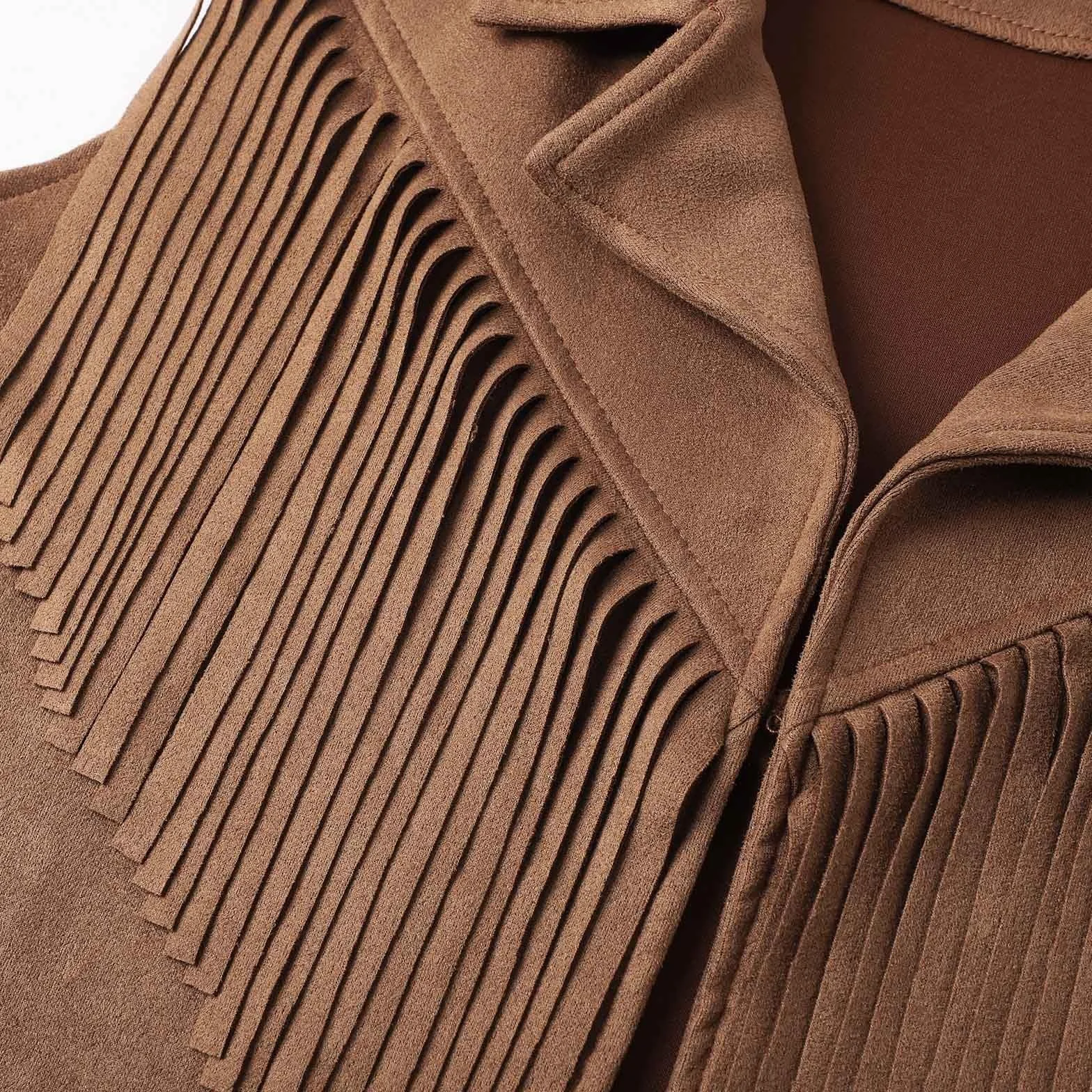 Gilet à franges femme daim court bohème western sans manches festival