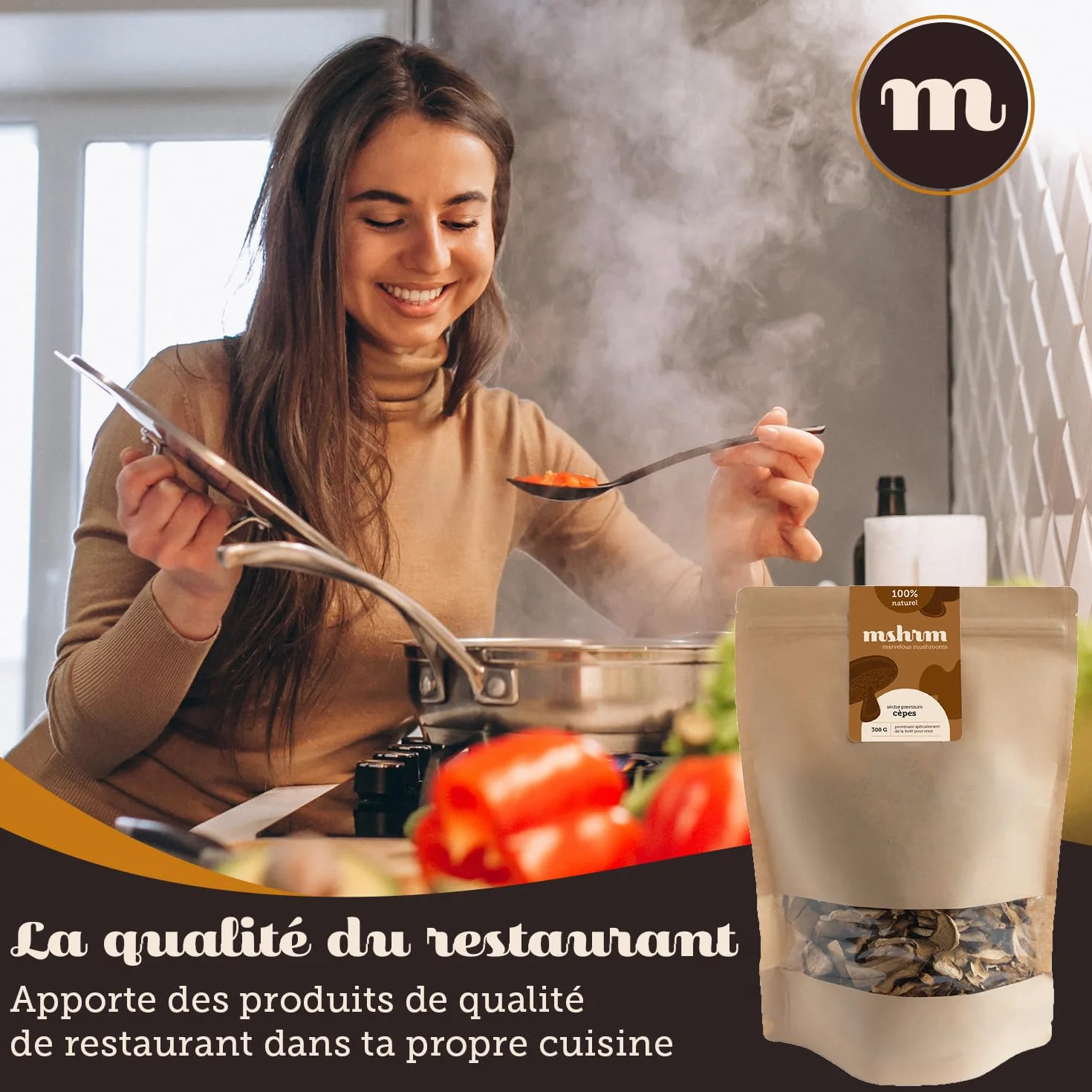 MSHRM Cèpes Séchés 300g - Classe 1 - Champignons séchés de qualité supérieure pour la consommation - Cèpes séchés issus de l'agriculture durable - Porcini Cèpes séchés
