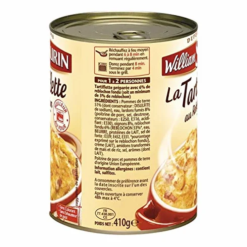 WILLIAM SAURIN TARTIFLETTE AU REBLOCHON - PLAT CUISINÉ 410G - WILLIAM SAURIN - LOT DE 4 - Offre Special