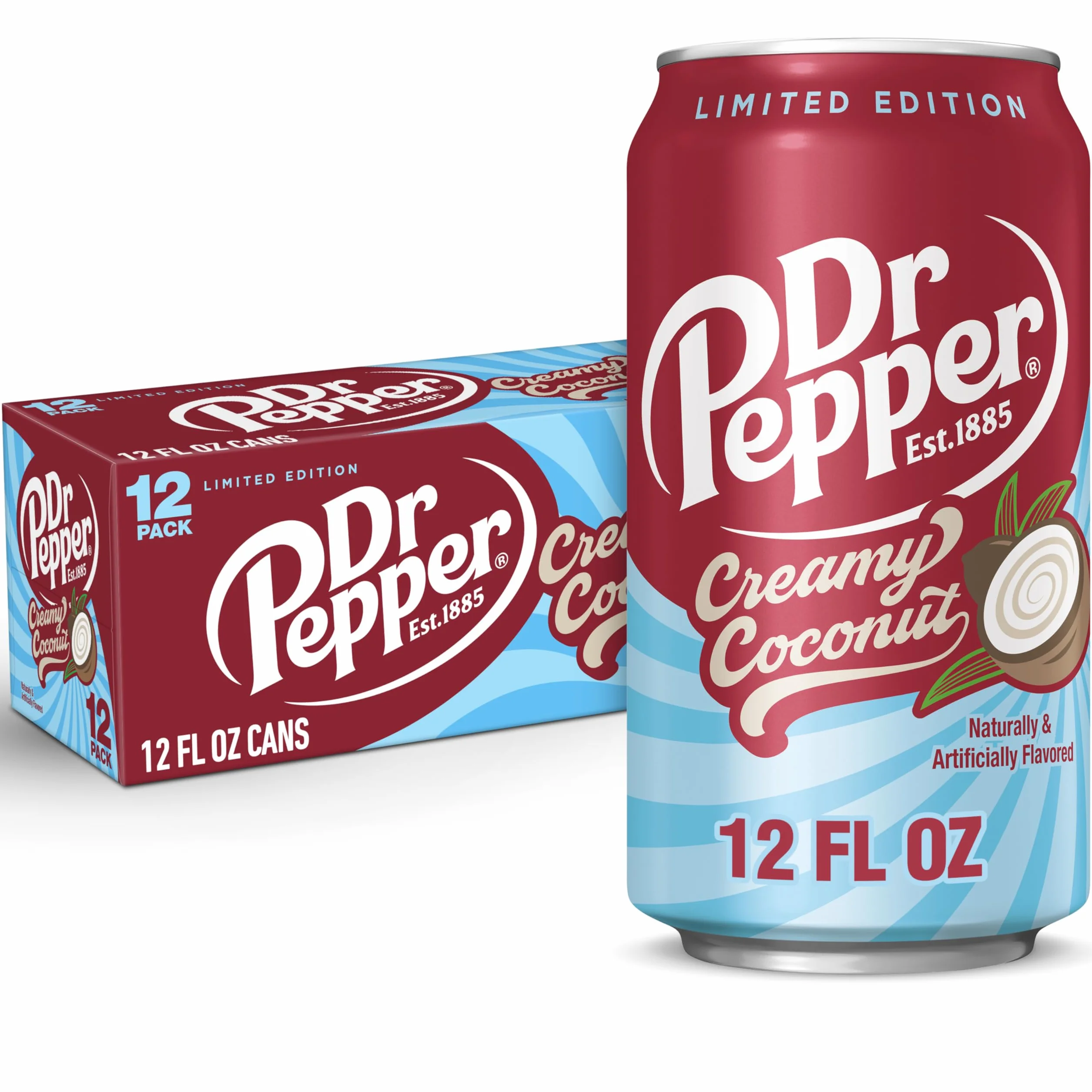 Dr Pepper Soda crémeux à la noix de coco, canettes de 355 ml, paquet de 12