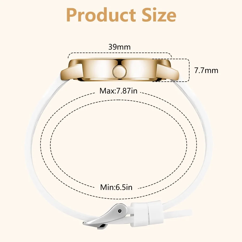 OFFCUP Montre Femme Bracelet Cuir Analogique Quartz Cadran Etoilé 3 Aiguilles