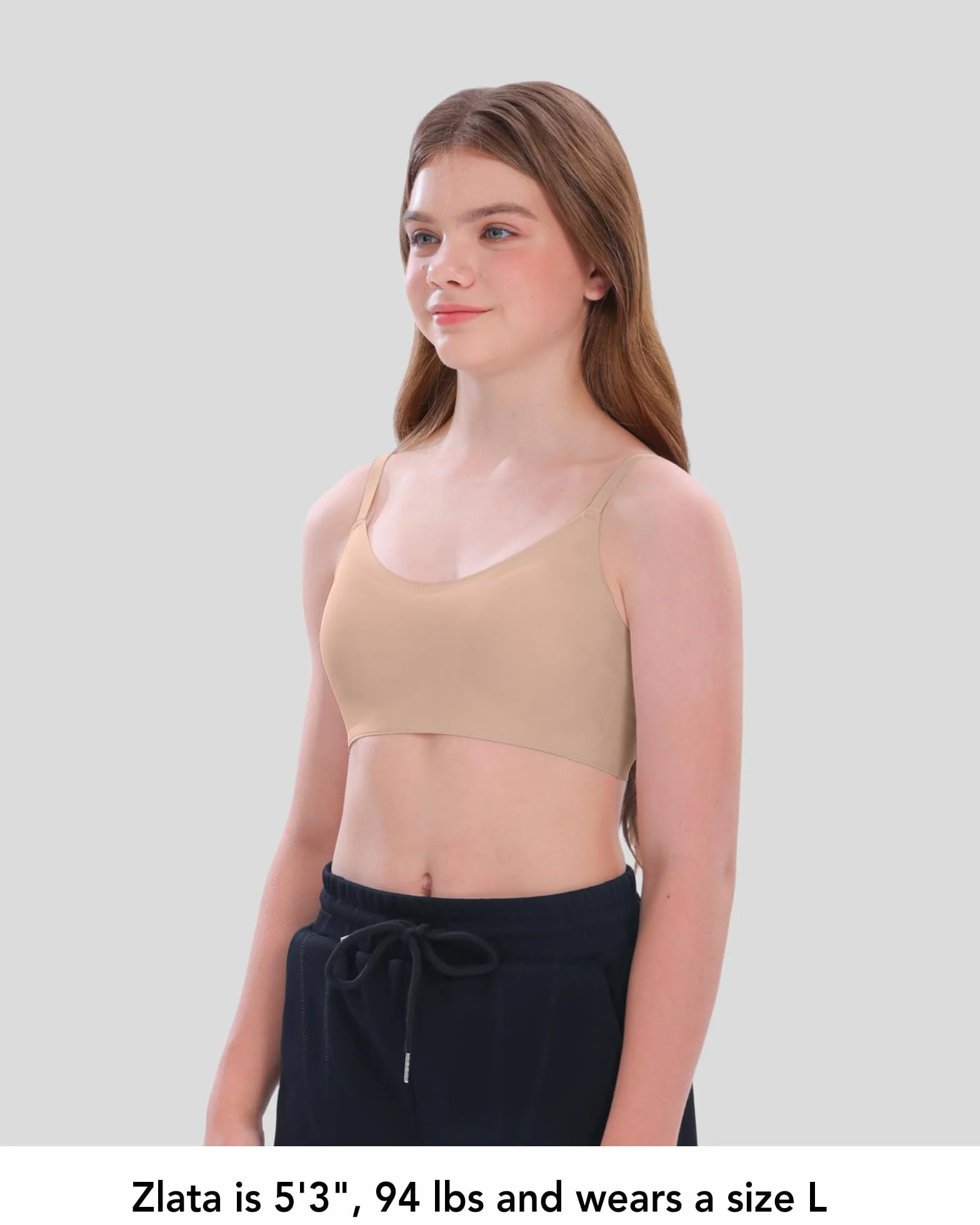 SALIA GIRL Soutien-Gorge d'Entraînement Rembourré Fixe pour Filles 10-14 Ans, Sport Sans Coutures Bretelles Réglables