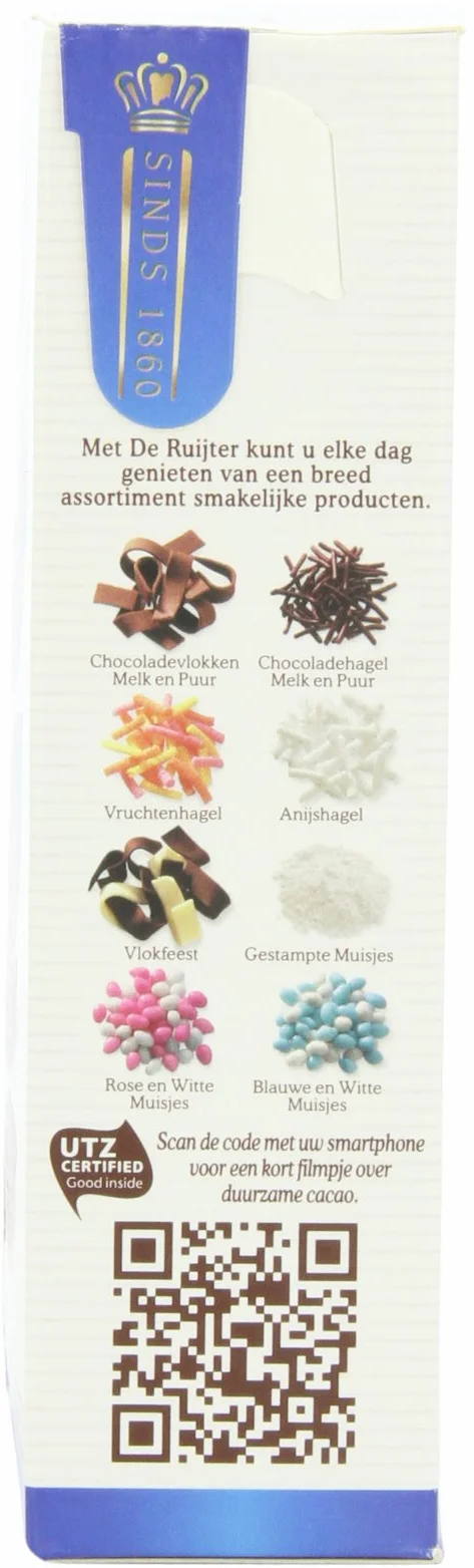 deruyter Schock oade grêle PUUR (sombre) Sprinkles de chocolat de 14 Once Boîte, 400 g