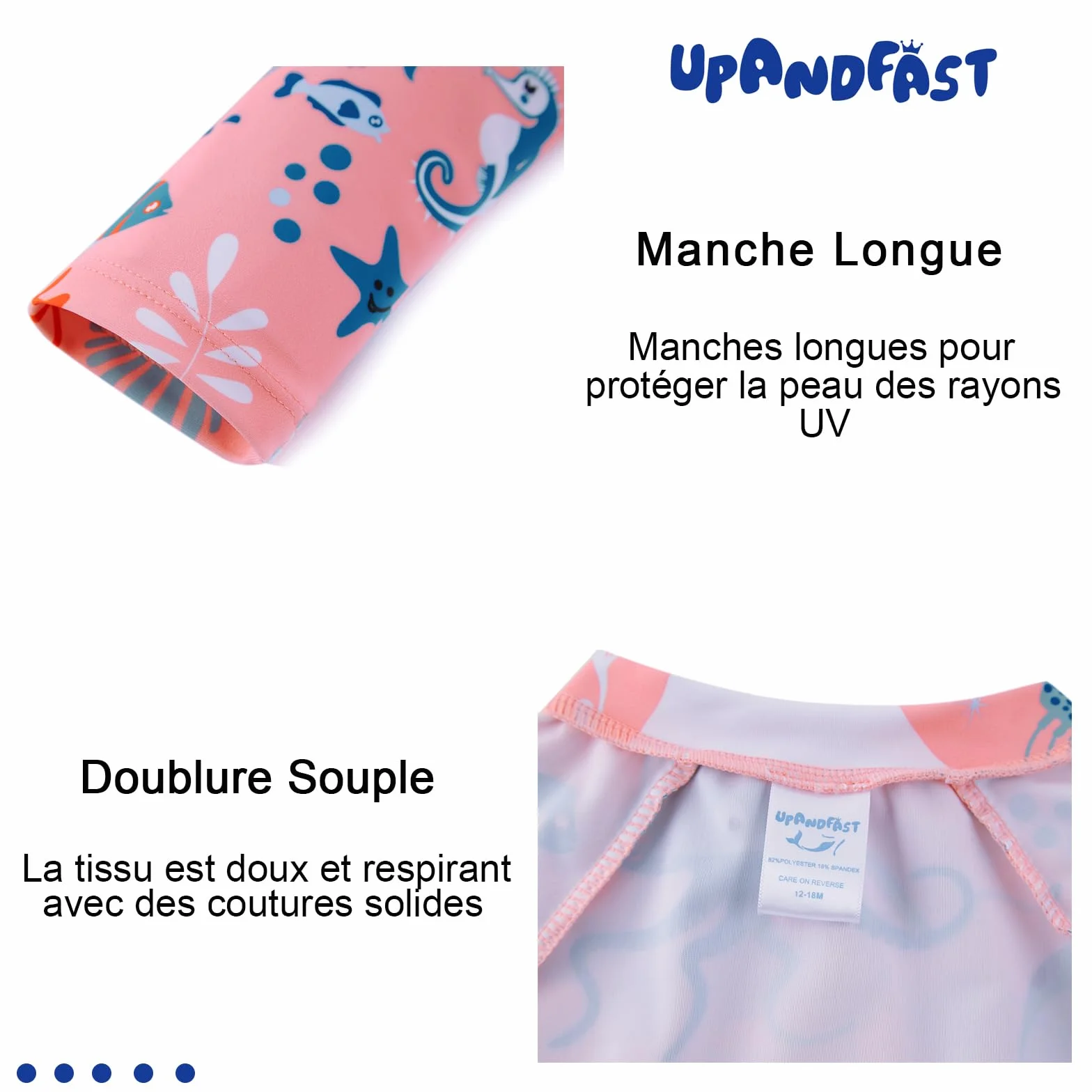 upandfast Maillot de Bain Bébé Une Pièce UPF 50+ Protection Solaire Zip