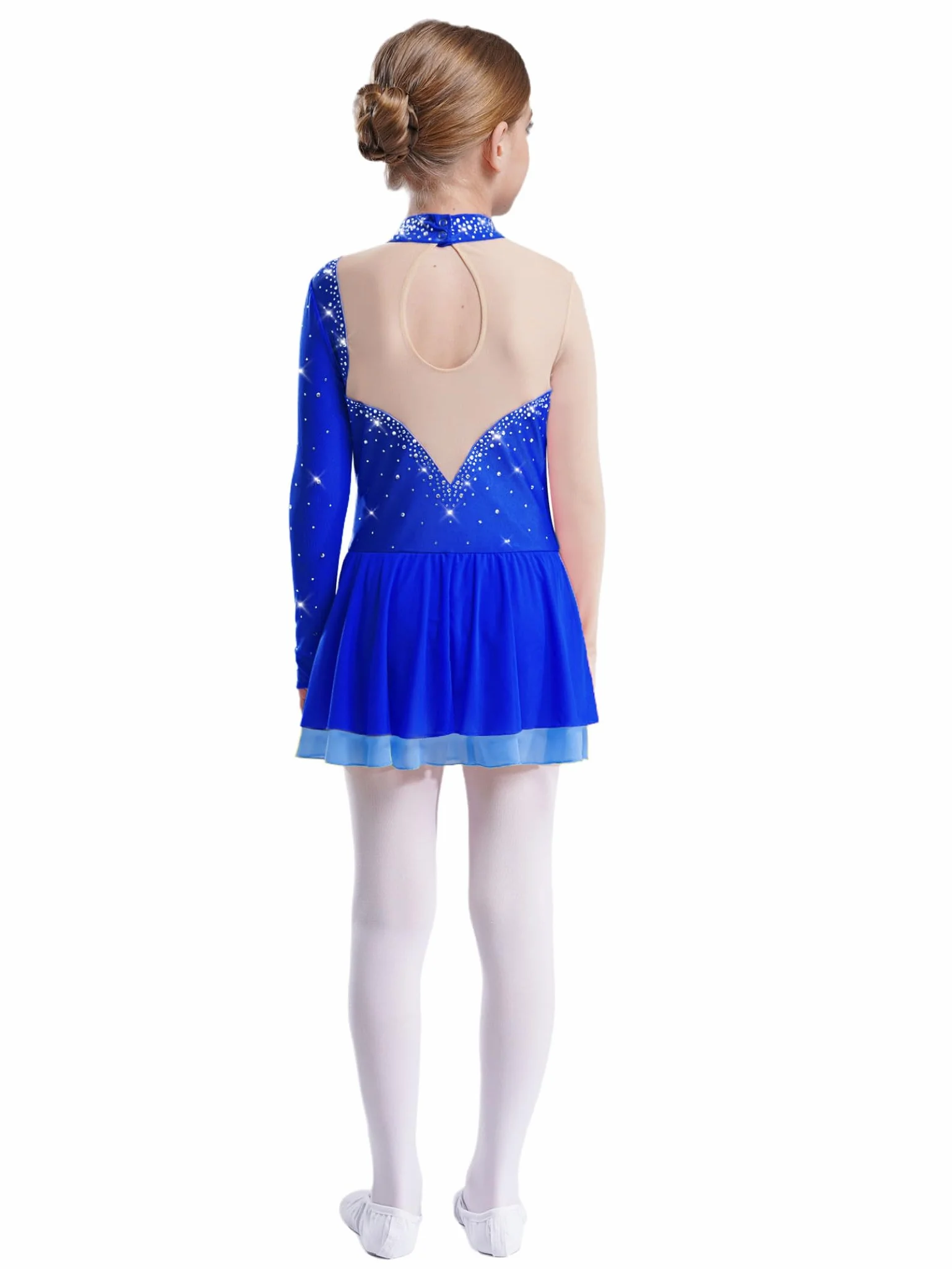 Robe de Patinage Artistique pour Filles Justaucorps Strass Brillants