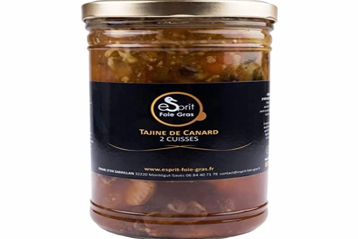 Esprit Foie Gras - Tajine de Canard 2 Cuisses 850 g - Conserverie familiale du Gers - Pour 4 personnes - Canard élevé et transformé dans le Gers - Terroir et gastronomie du Sud-Ouest