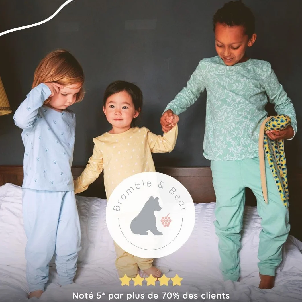 Bramble & Bear Lot de 2 Combinaisons de Nuit Coton Biologique pour Bébé - Vêtement Zippé Doux
