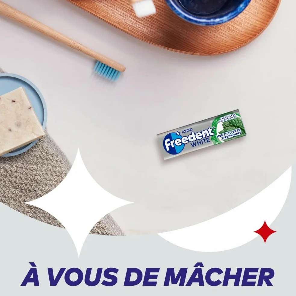FREEDENT WHITE Chewing Gum Sans Sucre Goût Menthe Verte 30 Paquets 300 Dragées 420g