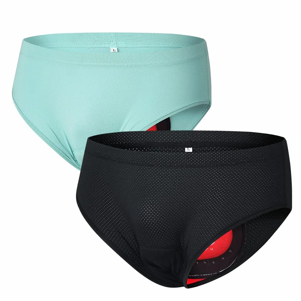 JINGRU Sous-Vêtements de Vélo pour Hommes - Slips Rembourrés Respirants Noir Taille L