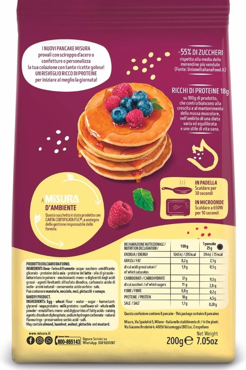 CAIYA Misura Protein Pancake Ricchi di Proteine e Meno Zuccheri 200 g – NOVITA' 2024 [3 Confezioni]