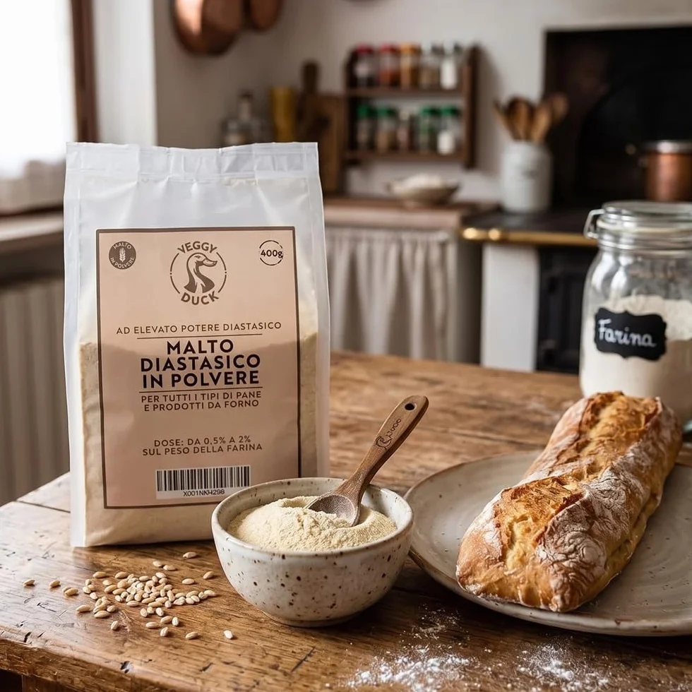 Veggy Duck - Farine de Malt Diastatique (400g) | Farine de Malt d'Orge à Haut Pouvoir Diastatique | Idéal pour la Fabrication du Pain | Made in Italy